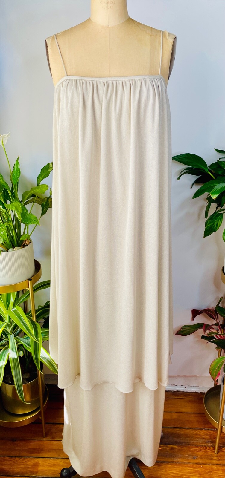 VTG 70&rsquo;S RUFFINWEAR CLOVIS RUFFIN DISCO GODDESS FLOWY TUNIC MAXI DRESS*6 XS