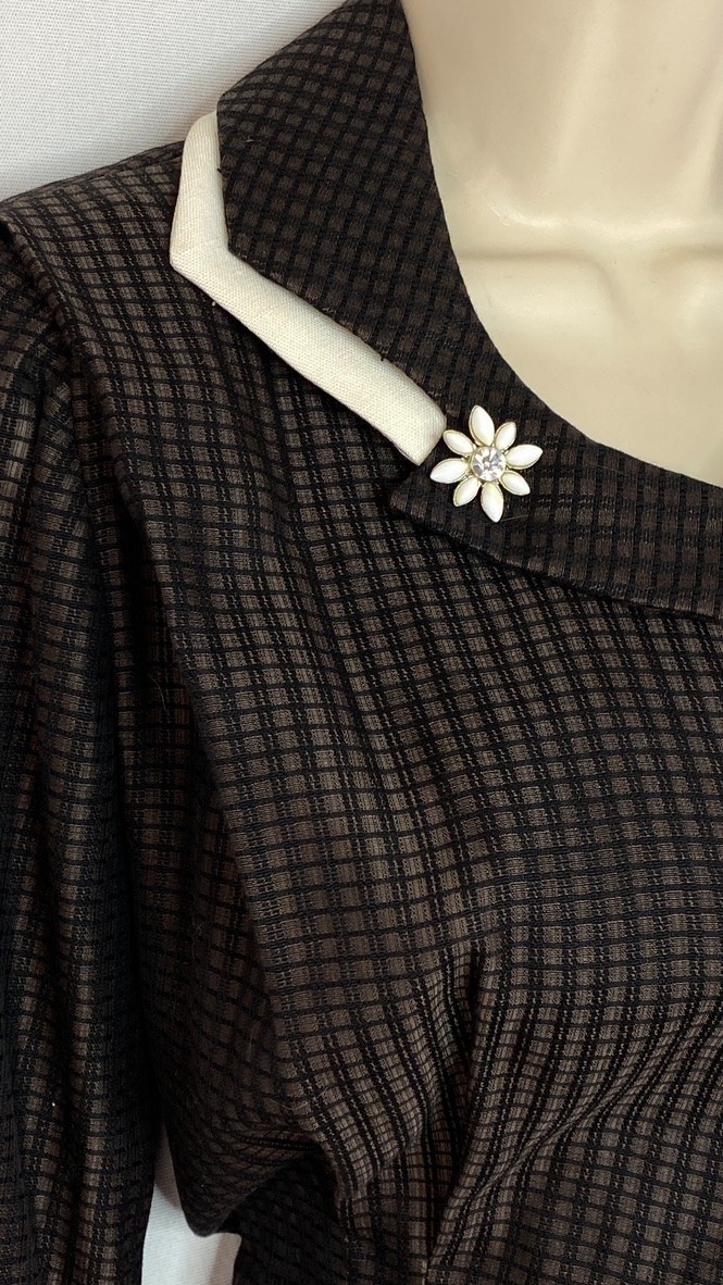 Vintage 1950s black gray suit dress set midi skirt peplum jacket top semi sheer