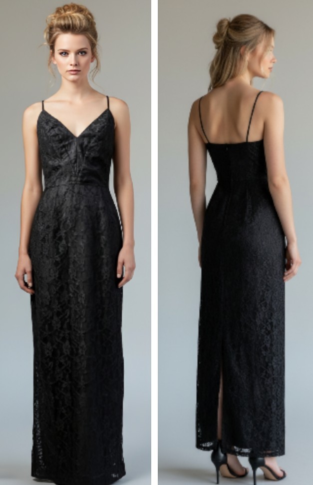 CLIMAX David Howard Vintage 90&rsquo;s Black Lace Column Maxi Dress Long Gown XS/S