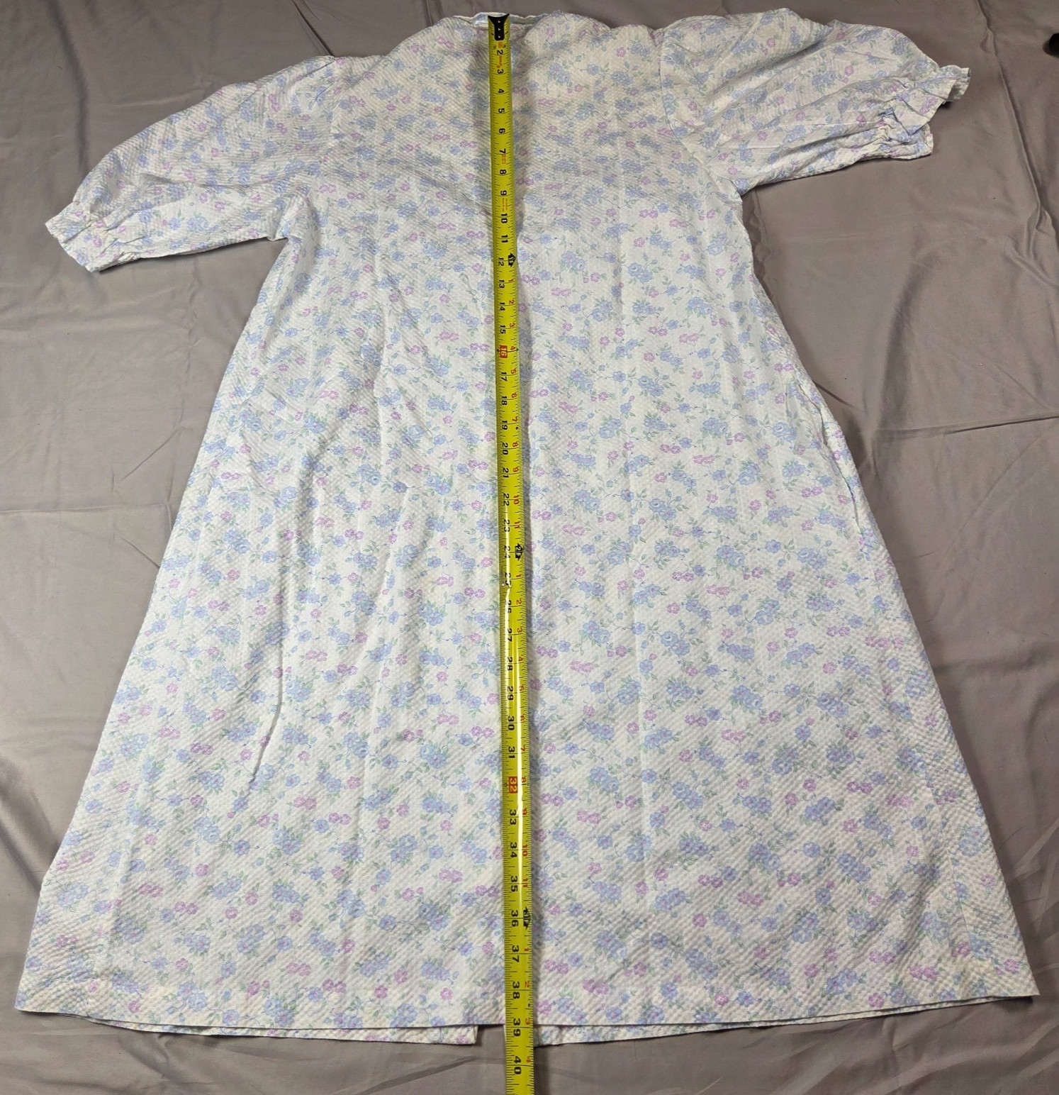 VTG Gilligan & O’Malley Floral Robe Gown Short Sleeve with Pockets & Snaps