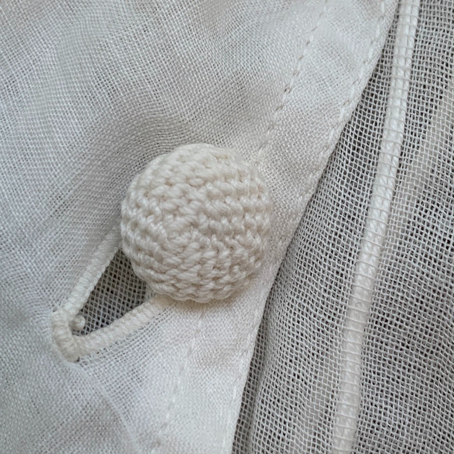Antique Edwardian White Cotton Dress XXS Crochet Lace Lawn Tea Victorian Sheer