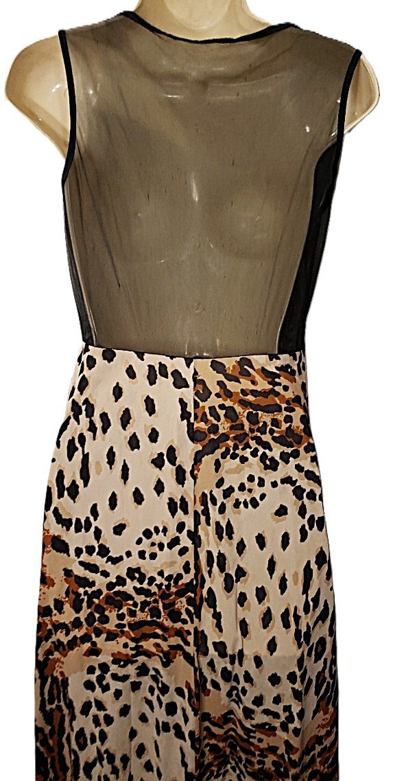 Vintage Leopard Print Maxi Nightgown 90s Nylon Lounge Lingerie Womens S