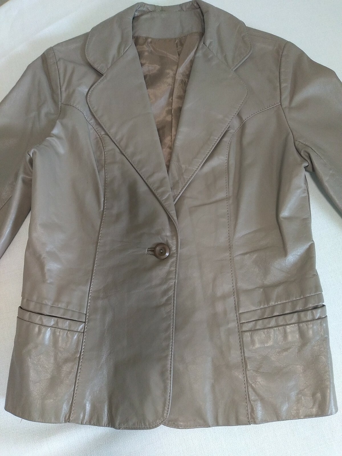 Vintage 1970&rsquo;s General Leather-NY Women&rsquo;s Beige Leather Size Small Jacket