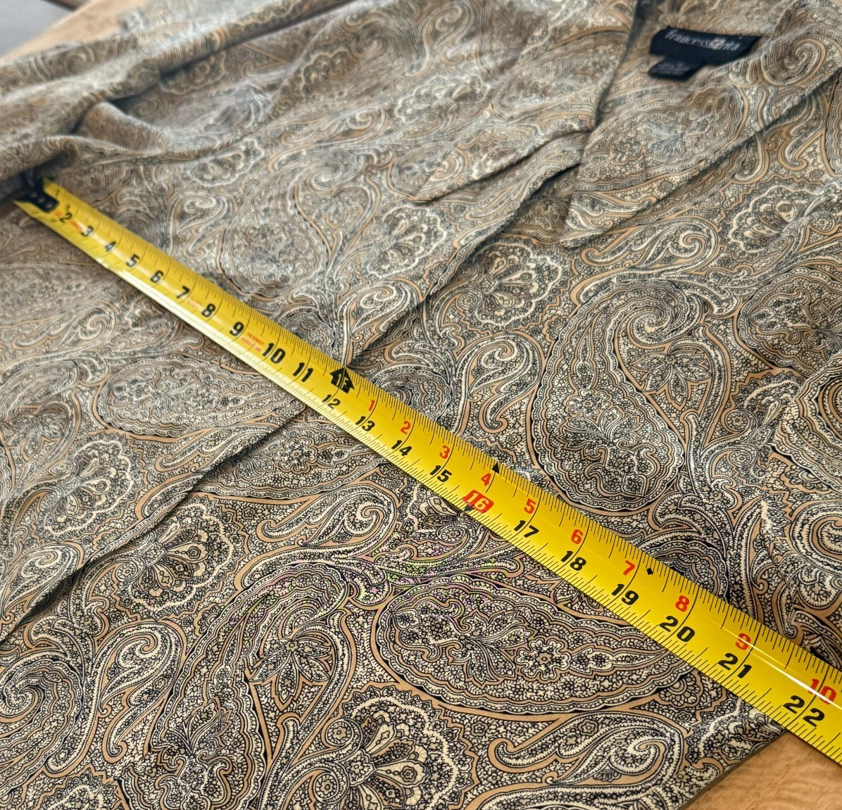 Vintage Paisley Silk Button-Down Blouse Women SZ 12 Long Sleeve French Cuff Boho