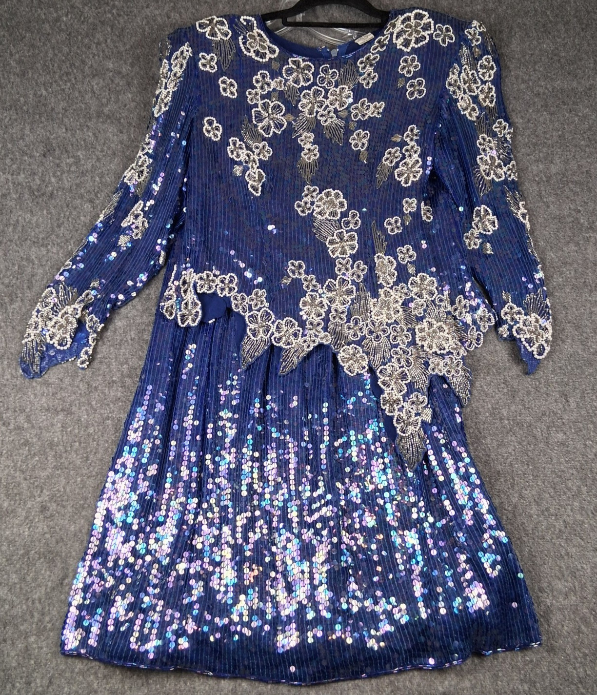 VTG Gatsby Flapper Evening Top Skirt Set Sequin 100% Silk Sz M Elegant India