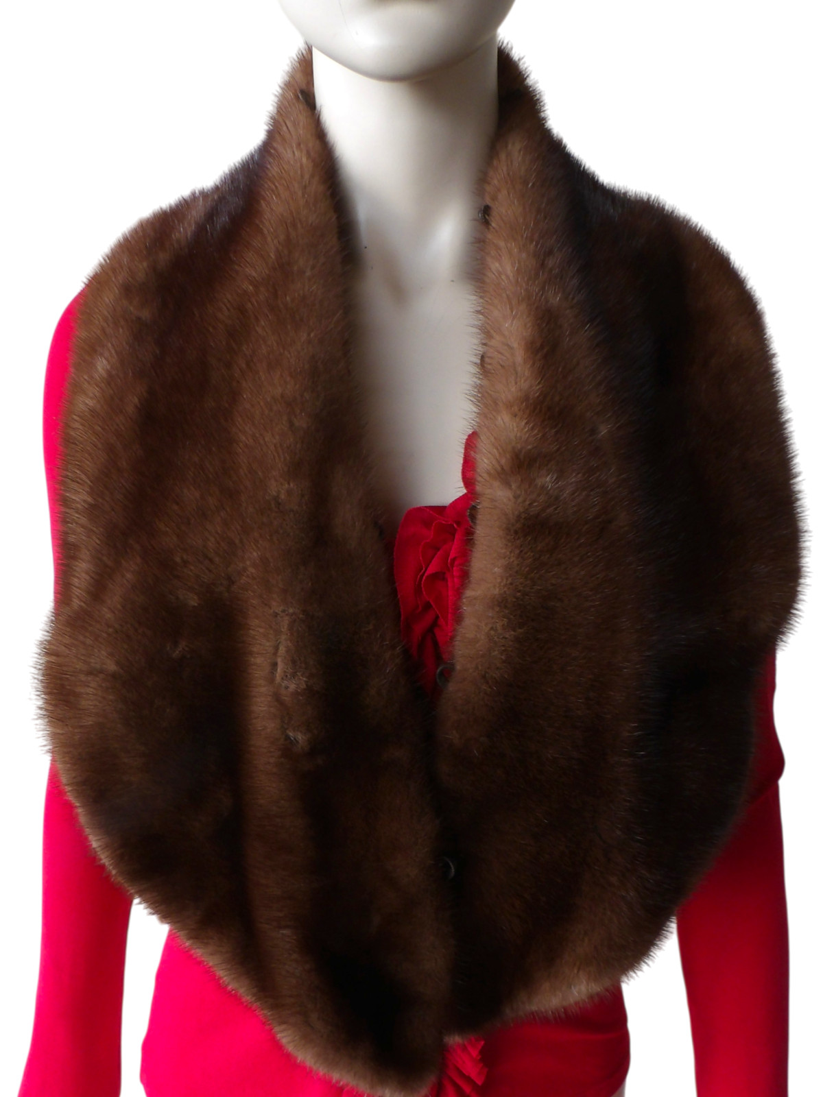 Vintage Large Mink Fur Shawl Collar Caplet 48&Prime;x6&Prime; in Neiman Marcus Quiet Luxury