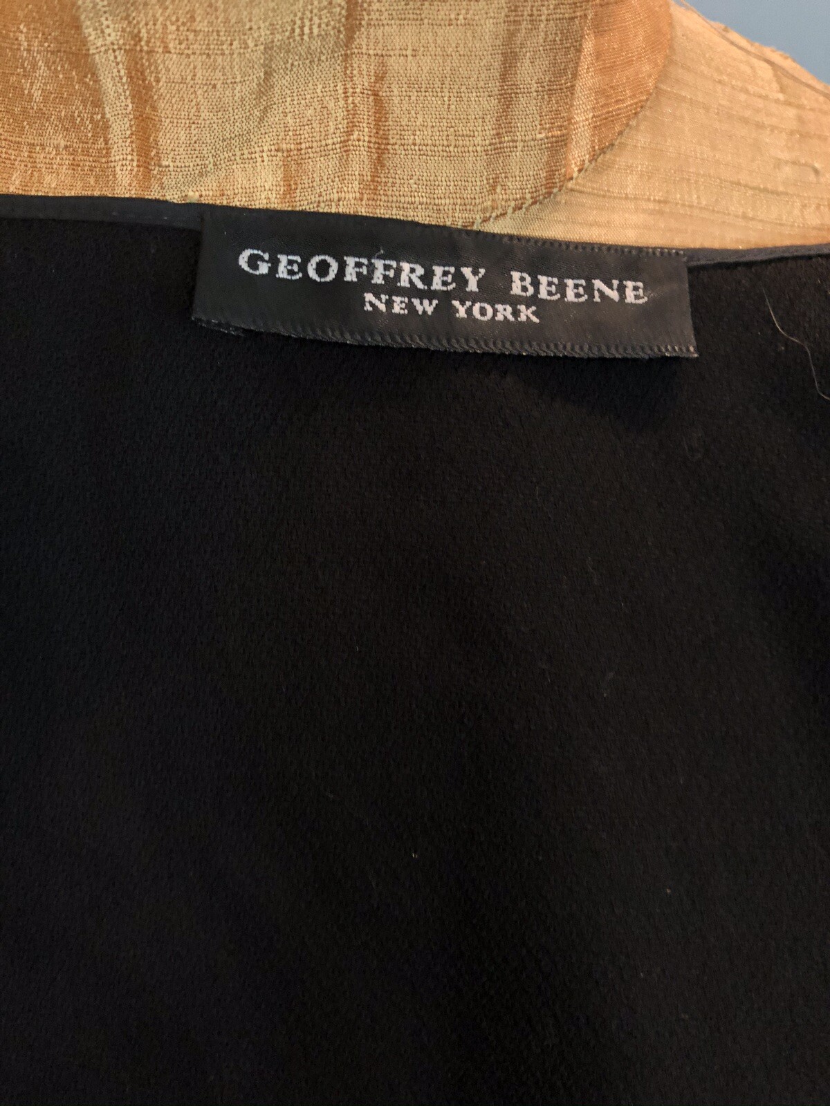 Geoffrey Beene Black Wool Jacket & Pencil Skirt Suit Military Edwardian Piping