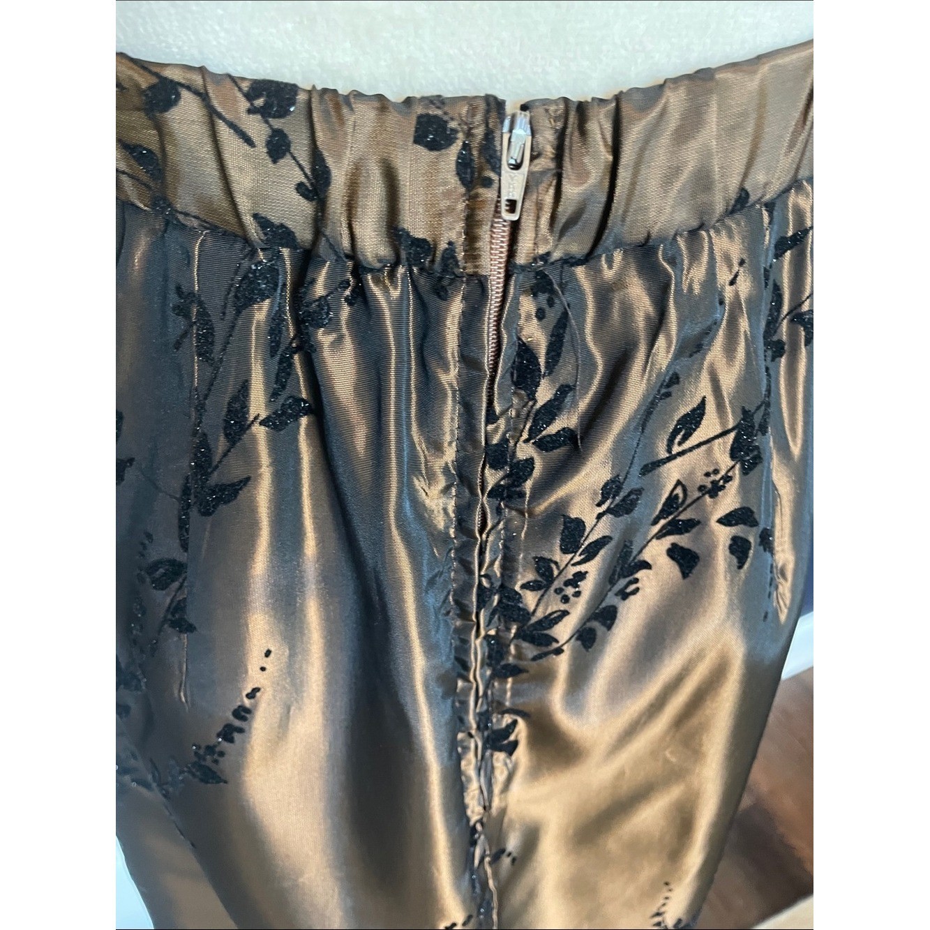NWT Vintage 90s Jeffrey & Dara Maxi Bronze Taffeta Skirt Size 14W