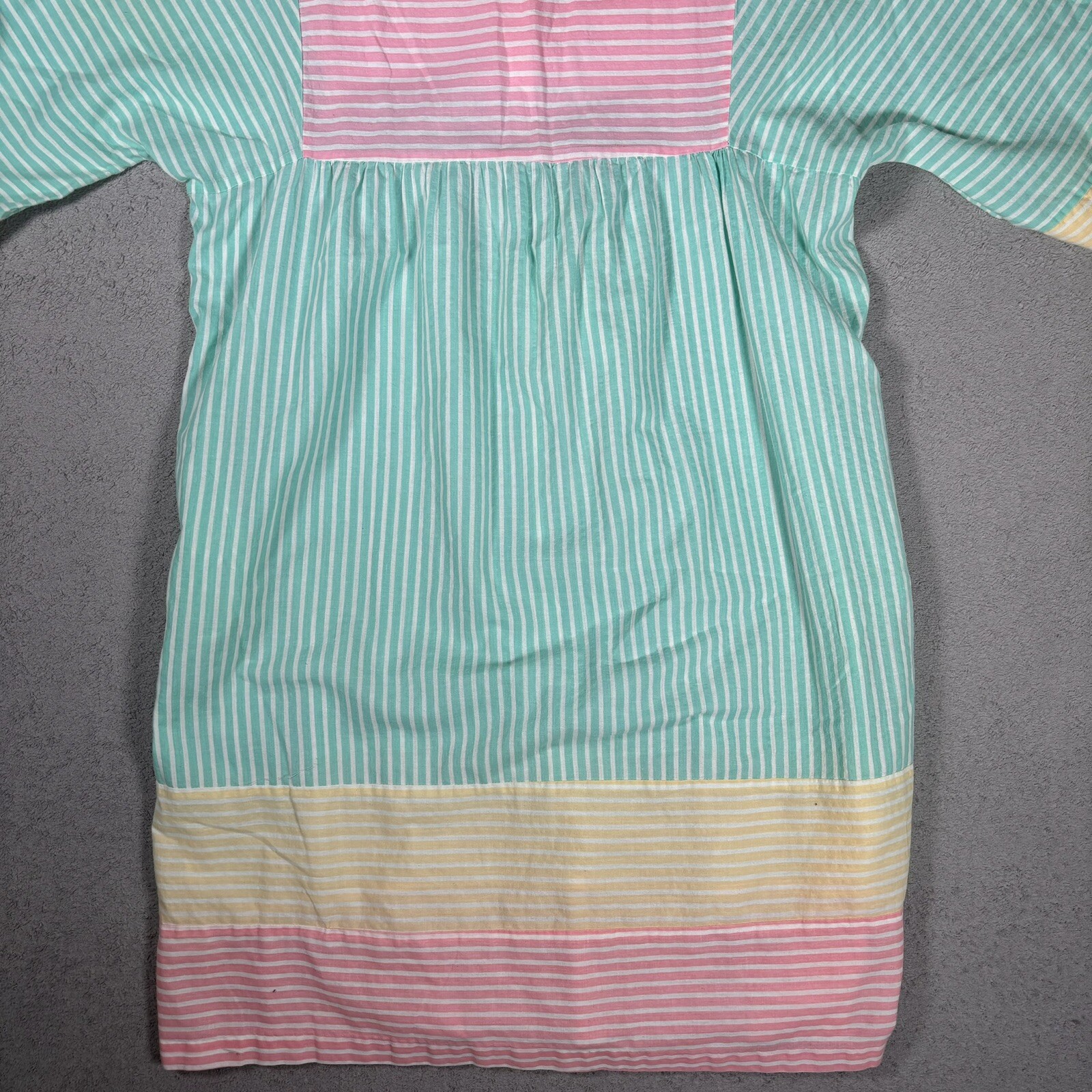 Vintage House Dress Pastel Color Block Bright Mumu M/L Relaxed Fit Knee Length