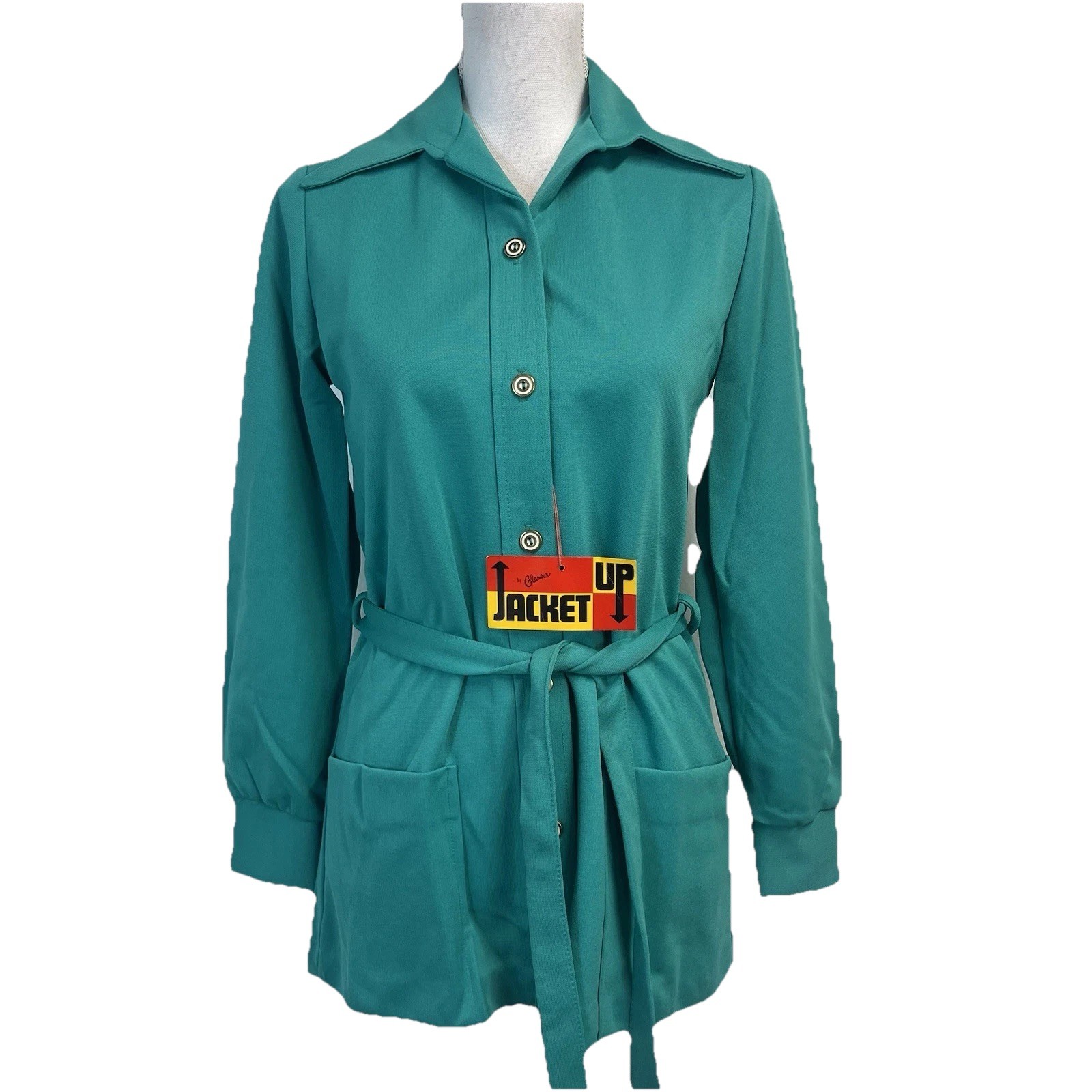 Sears Up by Glamour Jacket Women&rsquo;s Size 10 Vintage 1970s Green Double Knit Tie B