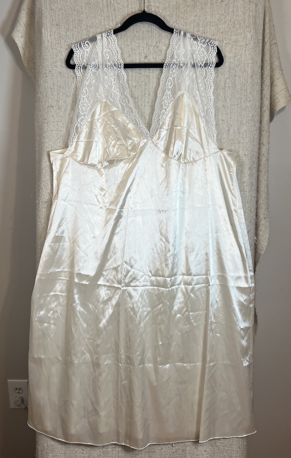 SILKY SOFT FROSTED SHINY FRILLY NIGHTIE SLIP CAMI TOP LINGERIE 5X