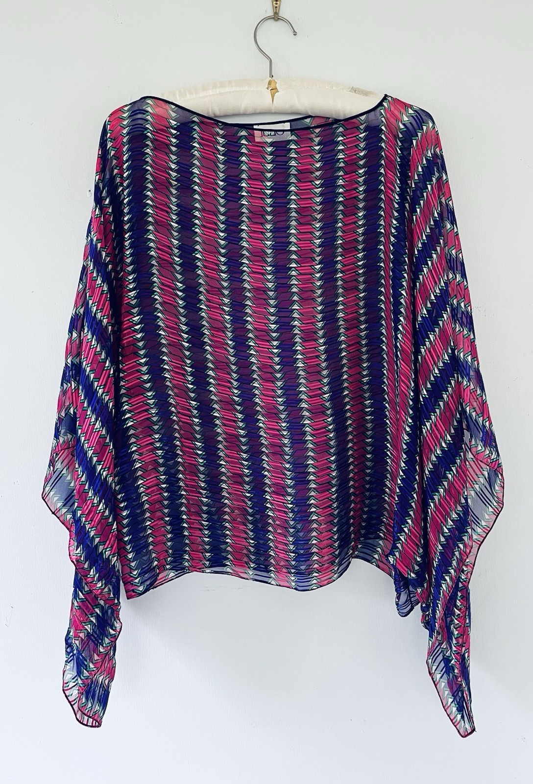 Vintage Julio 1970s Pure Silk Striped Silk Caftan Kaftan Top
