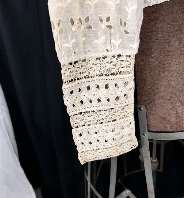 antique blouse white eyelet Victorian Edwardian bust 34 high neck original 1880