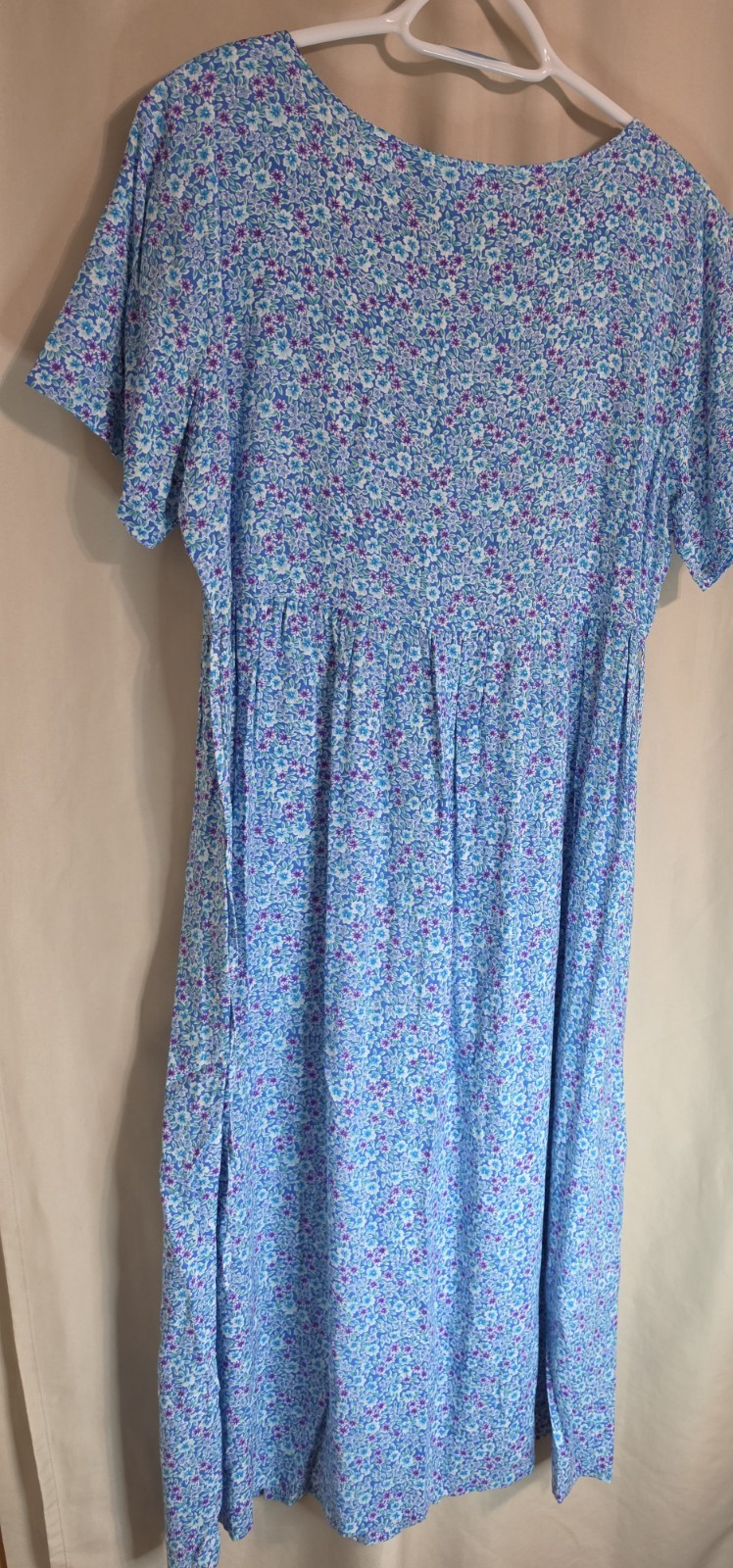Vintage ERIKA COLLECTION Short Sleeve Cottage-Core Size Large Blue Ditsy Floral