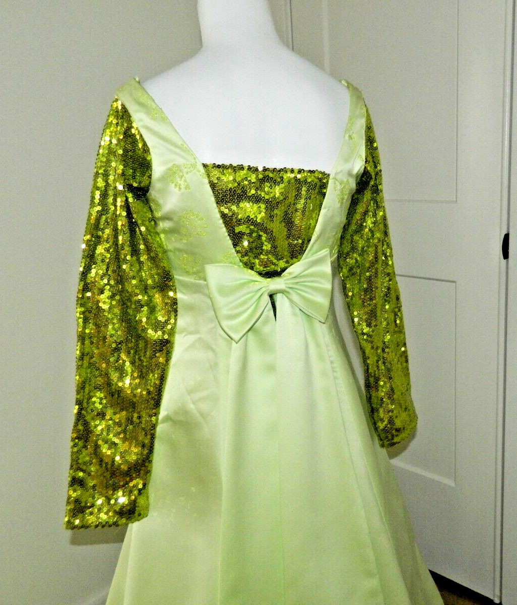 Vtg. Zum Zum Lime Green Sequin Special Occasion Prom Dress sz 5/6