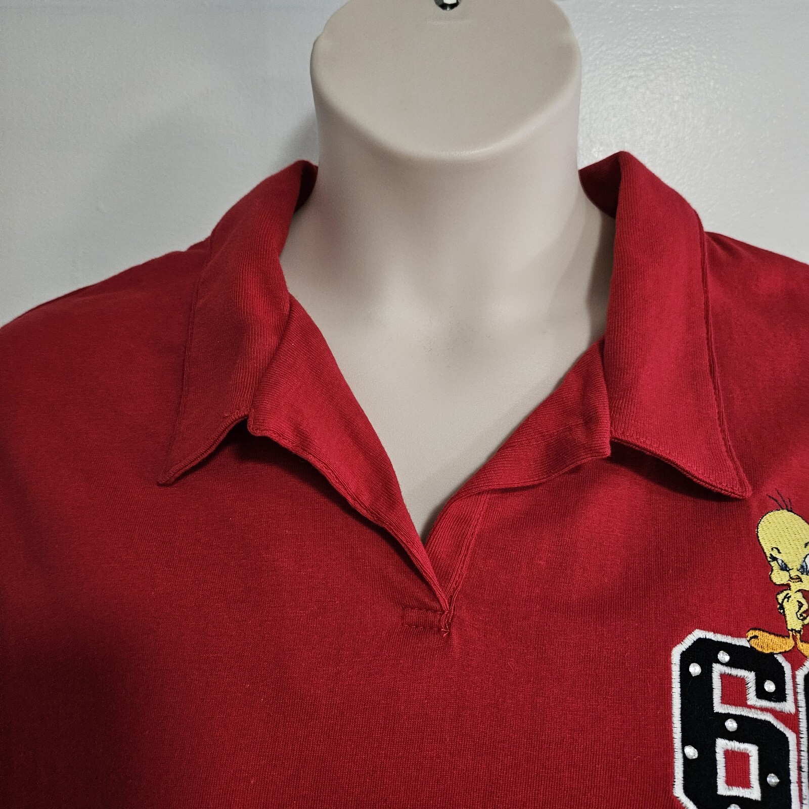 2001 Tweety Bird Sz 26/28 3X #66 Looney Tunes Women&rsquo;s 3/4 Sleeve Polo Shirt NEW