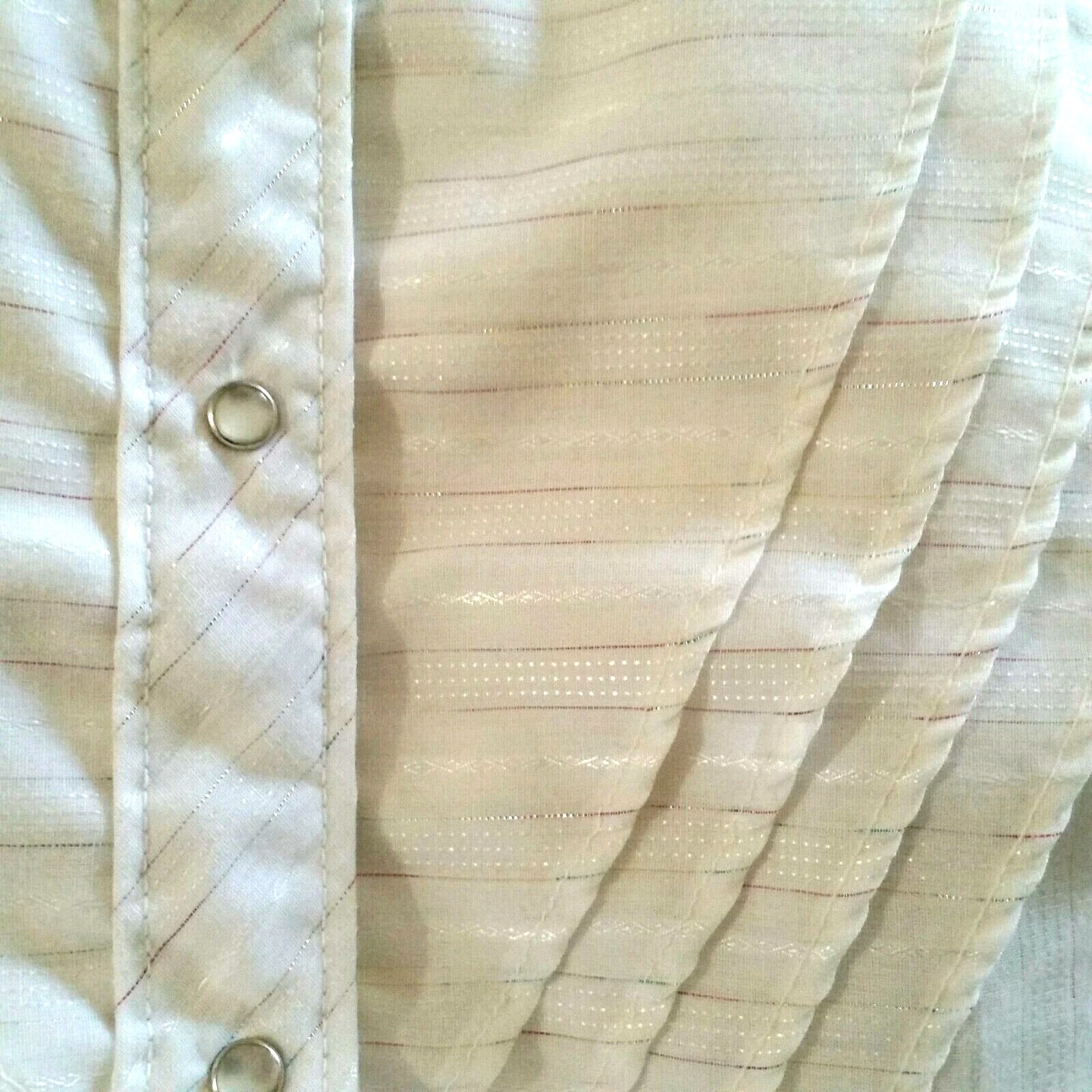 Vintage Womens Fenton Western Shirt Pearl Snaps Ruffled Yoke Metallic Med/LG USA