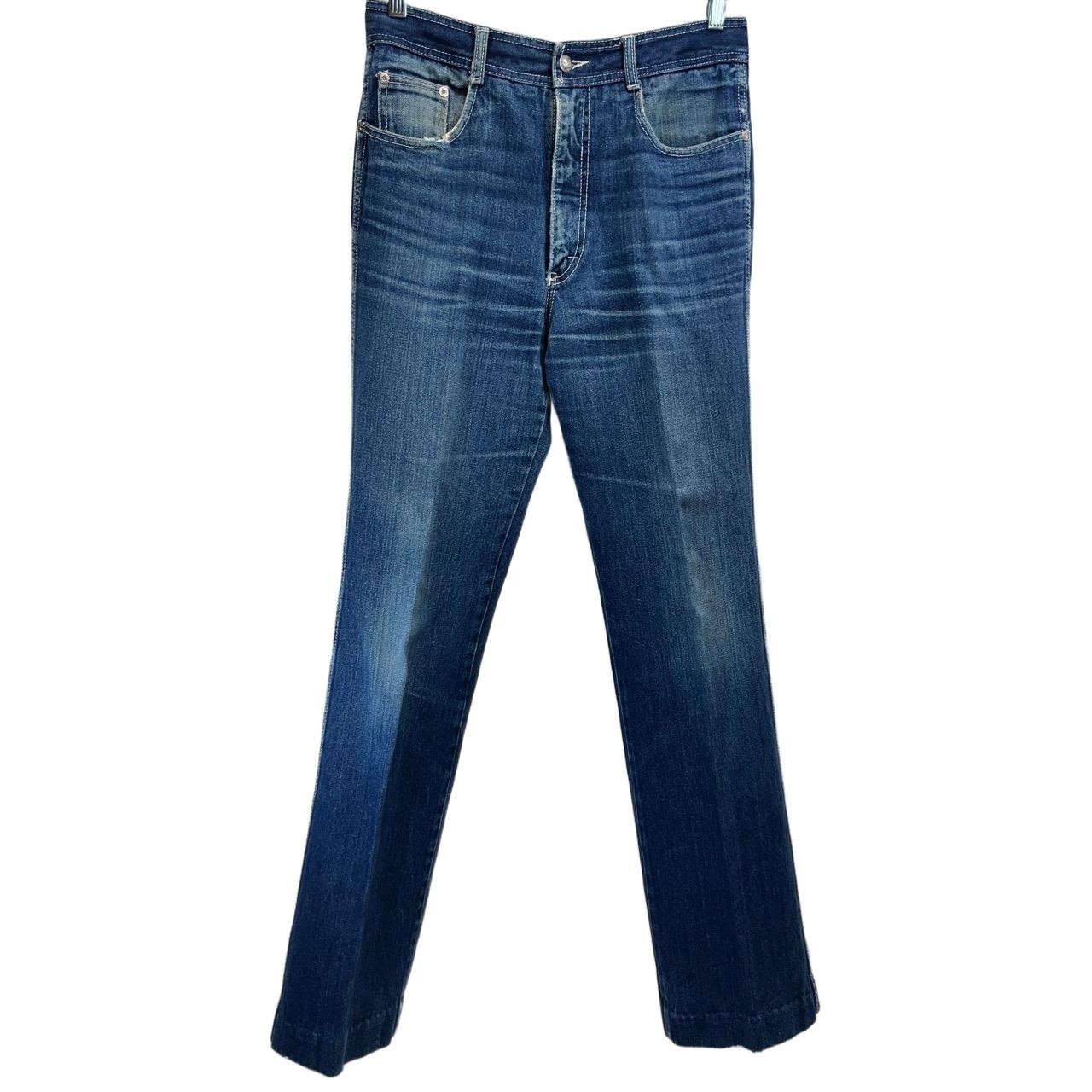 Vintage Jordache Women&rsquo;s Blue Denim Straight Bootcut Frayed Hem Jeans 32 L