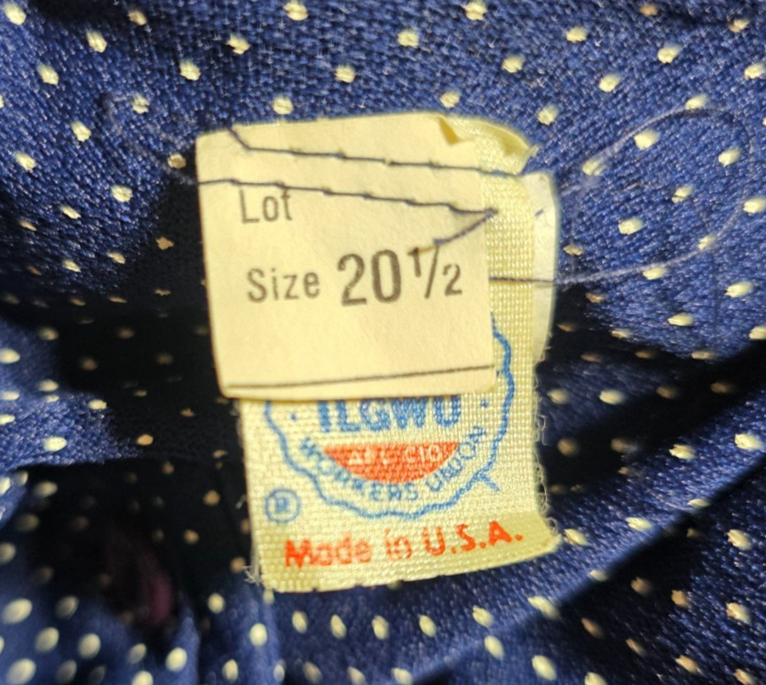 vtg union made ILGWU dress button polka dot top with tie neck USA size 20 1/2