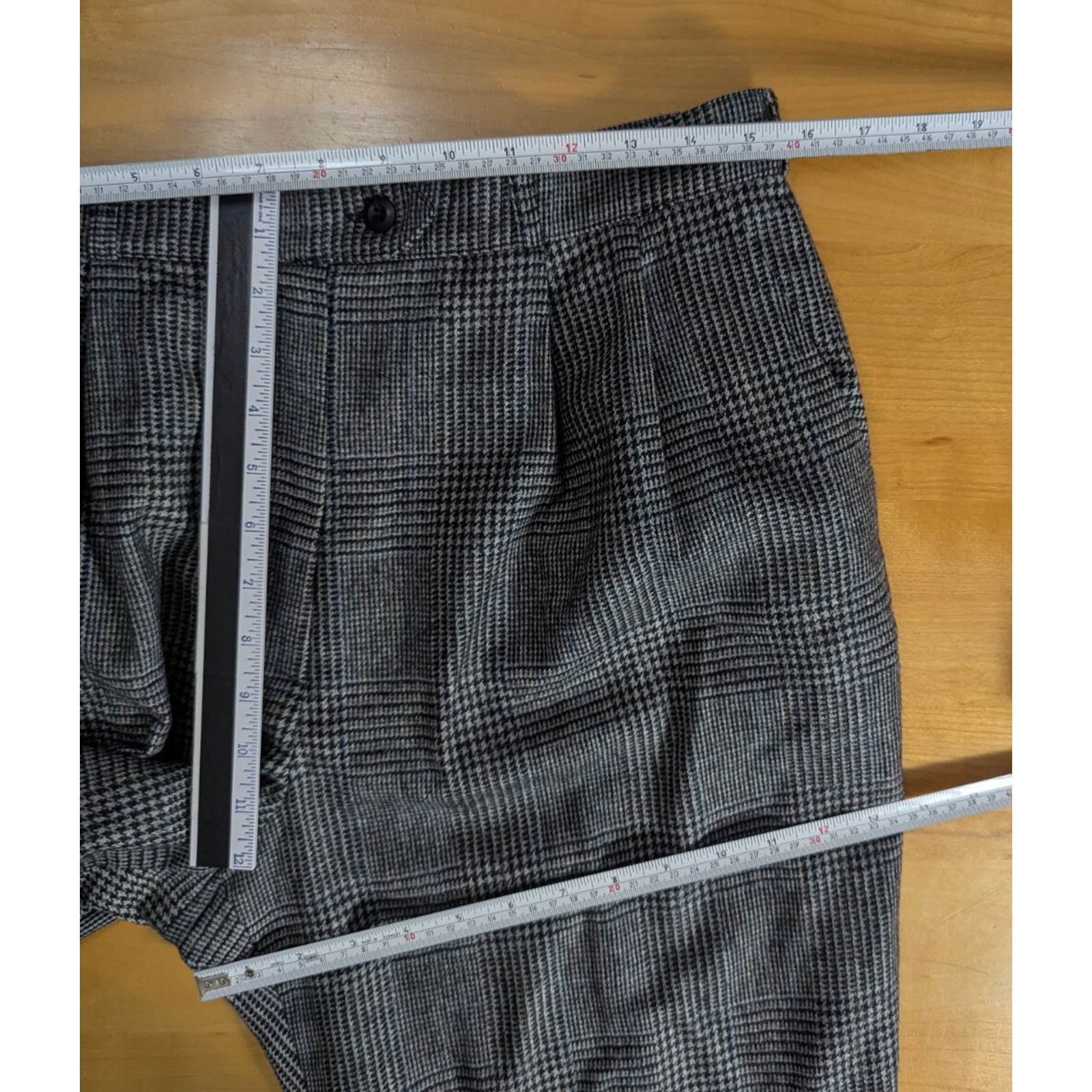 Vtg Bill Blass Gray Plaid Wool Pleated Pants Sz 14 31W 29L Z1 Academia Preppy