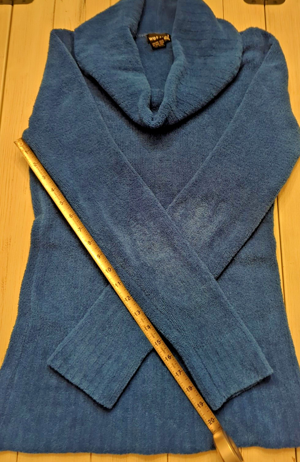 Vtg Authentic 1990s Wet Seal Electric Blue Soft Long Sleeve Cowl Neck Medium