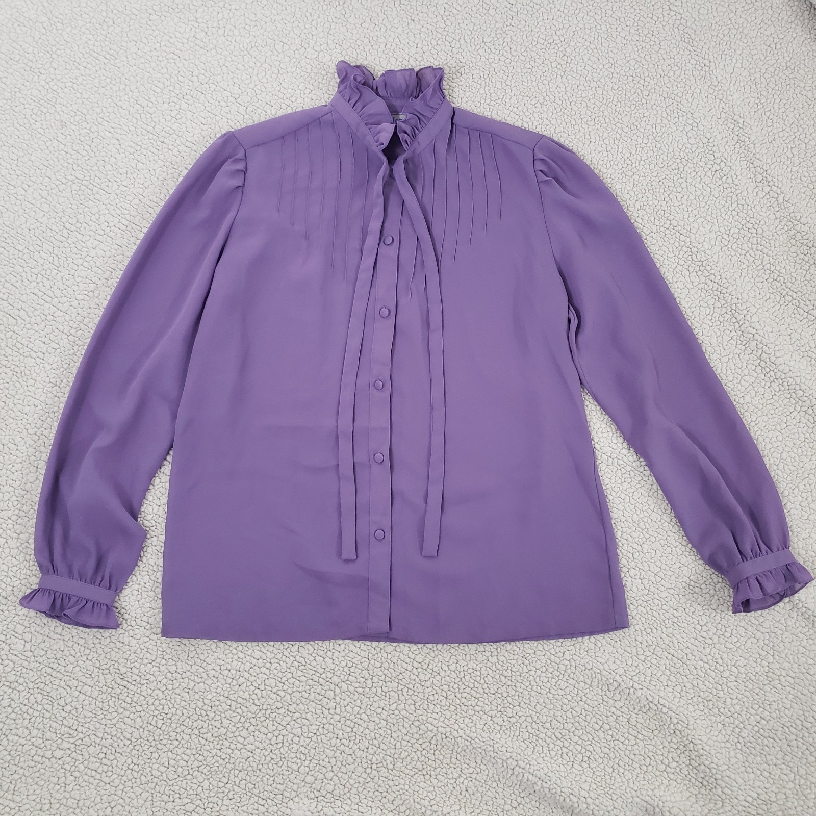 VTG IMPRESESSIONS Lavender Ruffle Tie-Neck Blouse Top | 12