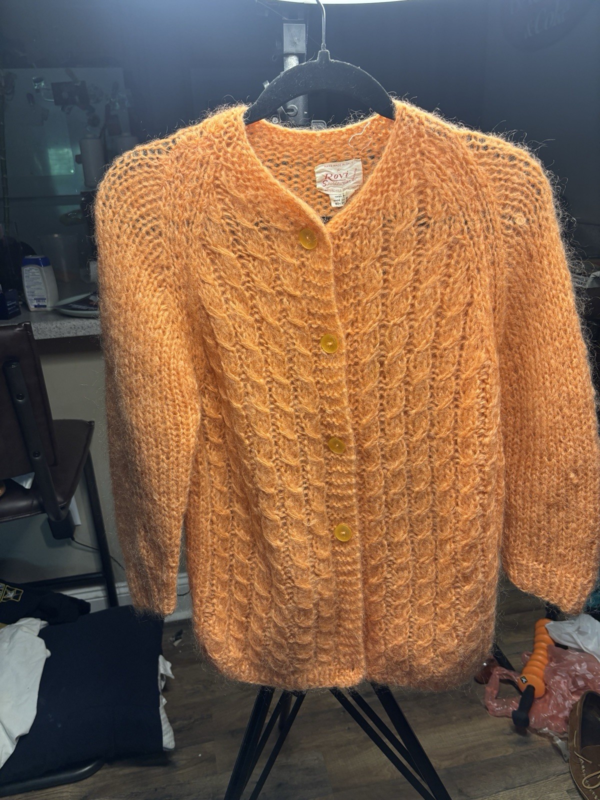 1950’s/60’s 80% Wool, 15% Mohair, 5% Cotton hand-knit in Italy Rovi Sportswear
