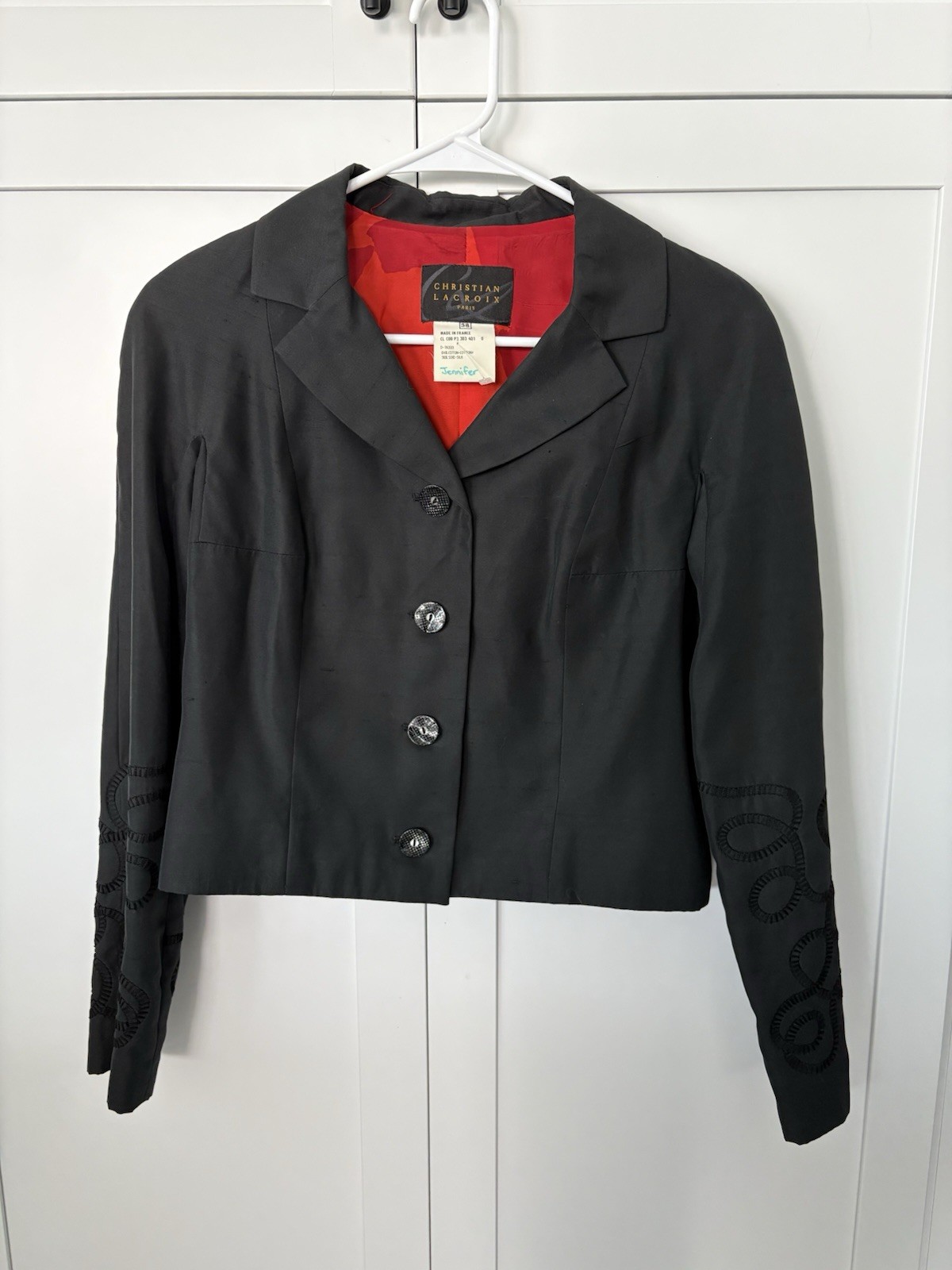 Vintage Christian Lacroix Made In Paris Black Blazer Jacket Women&rsquo;s 38/6 US