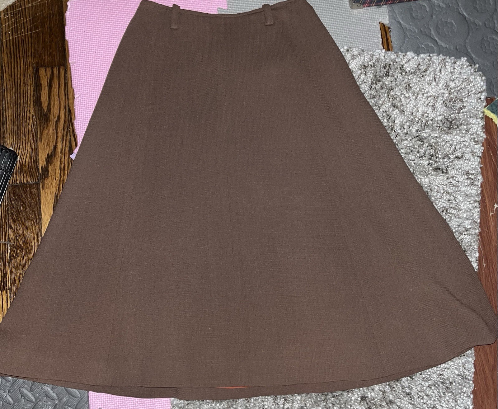 1950s handmd skirt 1950s, Lined, Light Brown, Flared W/ Belt Loops. Blouse 1984