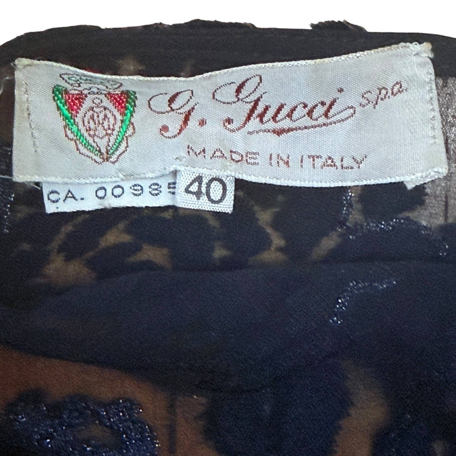 Vintage 1980s Gucci Silk Blend Devore Velvet Top Dolman Sleeve Made in Italy 40