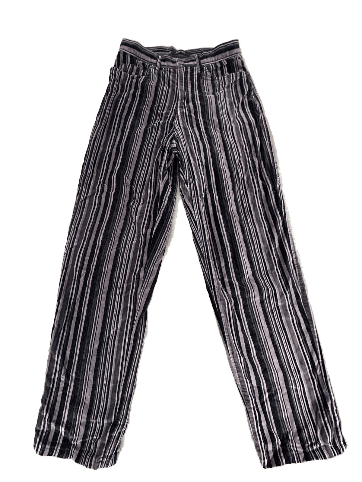 Vtg Bill Blass Womens Velvet Cotton Pants Size 6 Plum Gray Striped High Rise 31