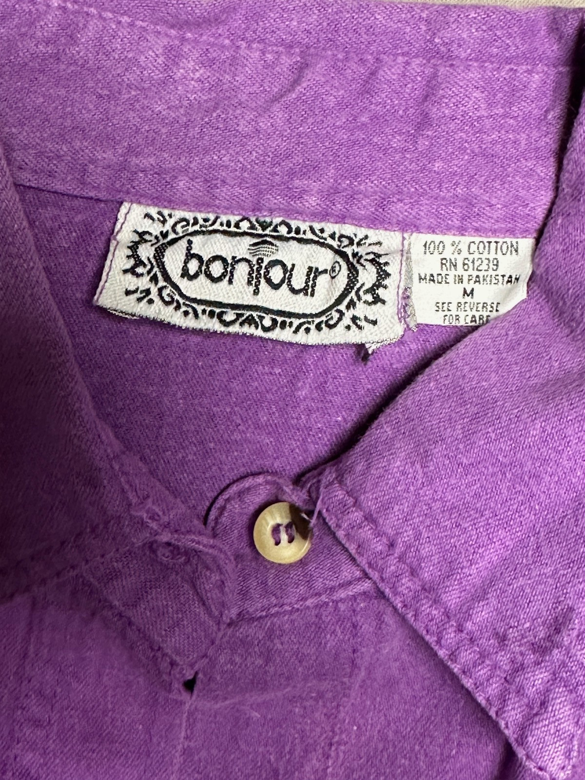 Vintage Hand Painted Bonjour Sz M Button Up Shirt Western Cowgirl Eclectic Art