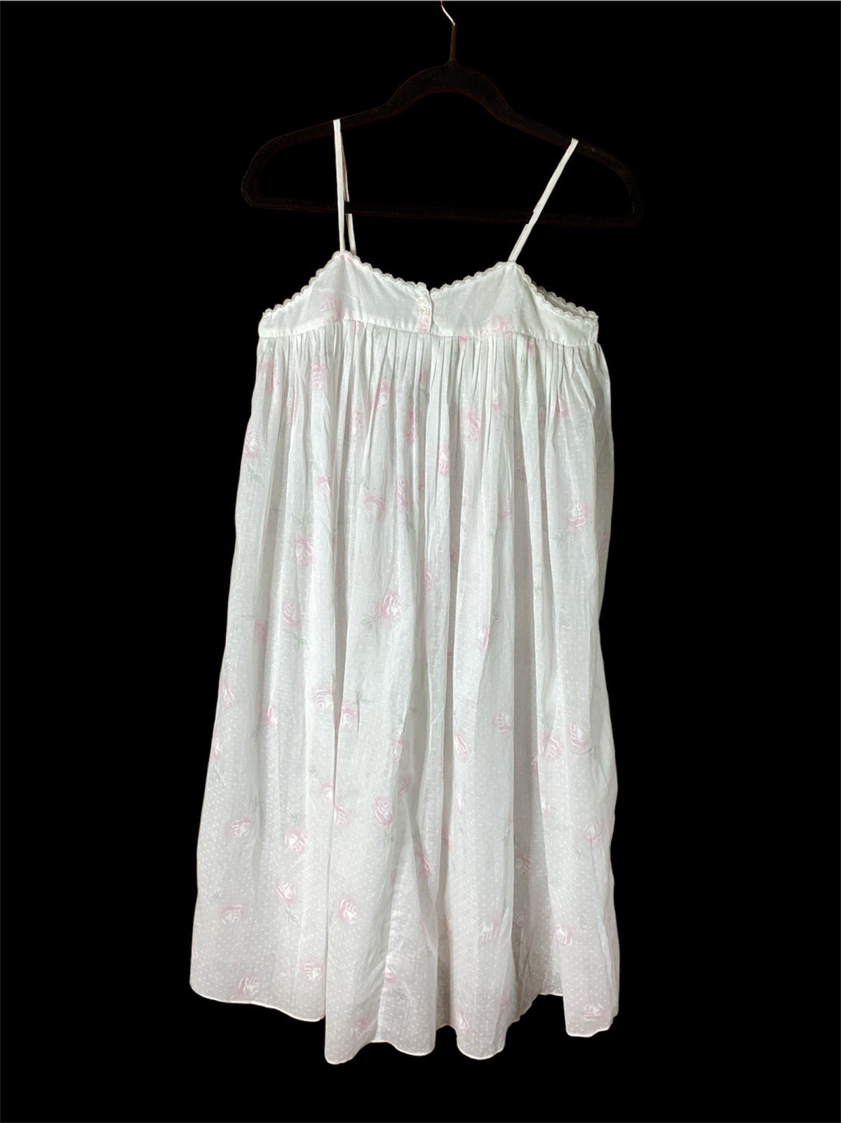 Vtg 85’ Eileen West Queen Anne&rsquo;s Lace Floral Cotton Sleeveless Nightdress PXS