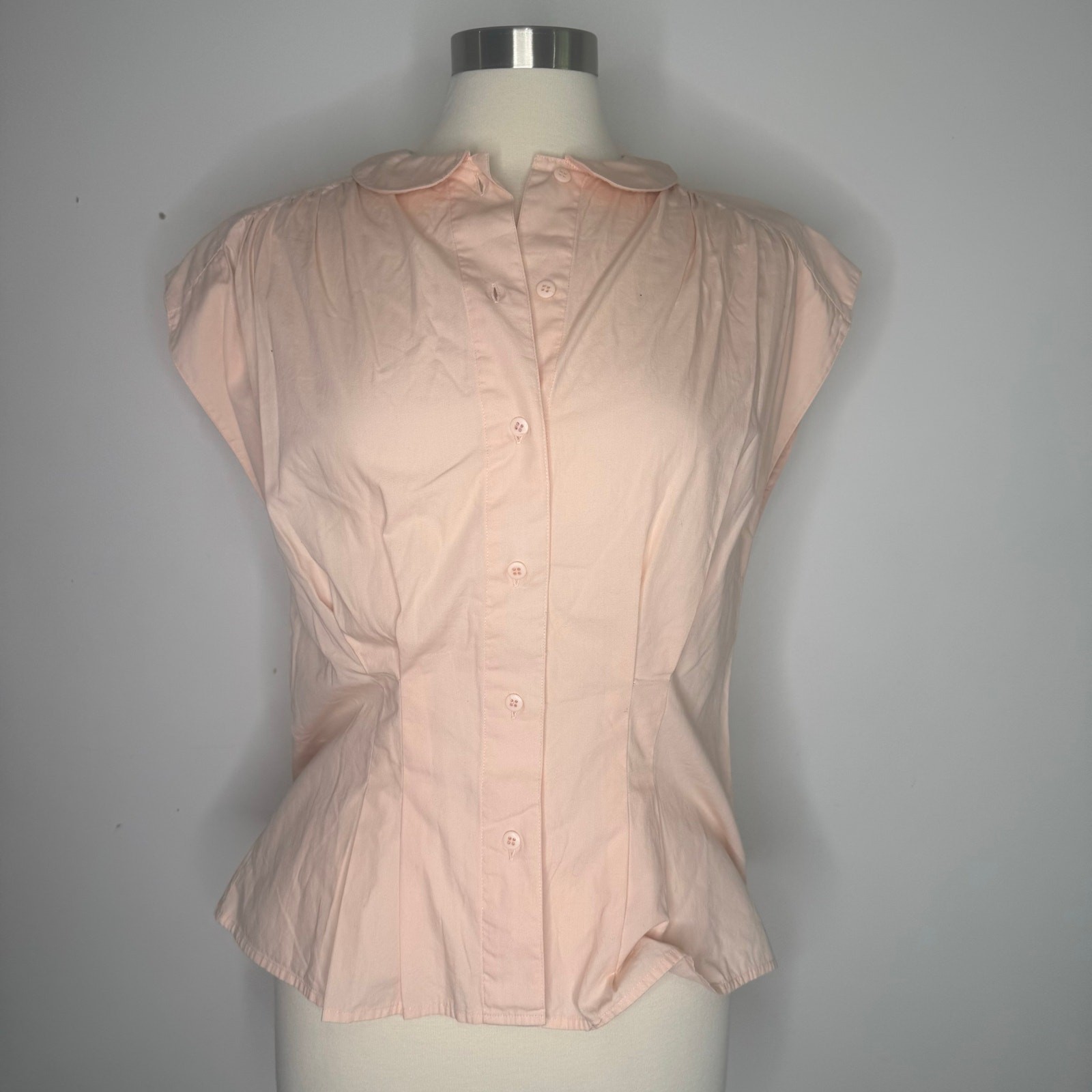 VTG 1990s Cambridge Blush Peter Pan Collar Sleeveless Cotton Top Size 12