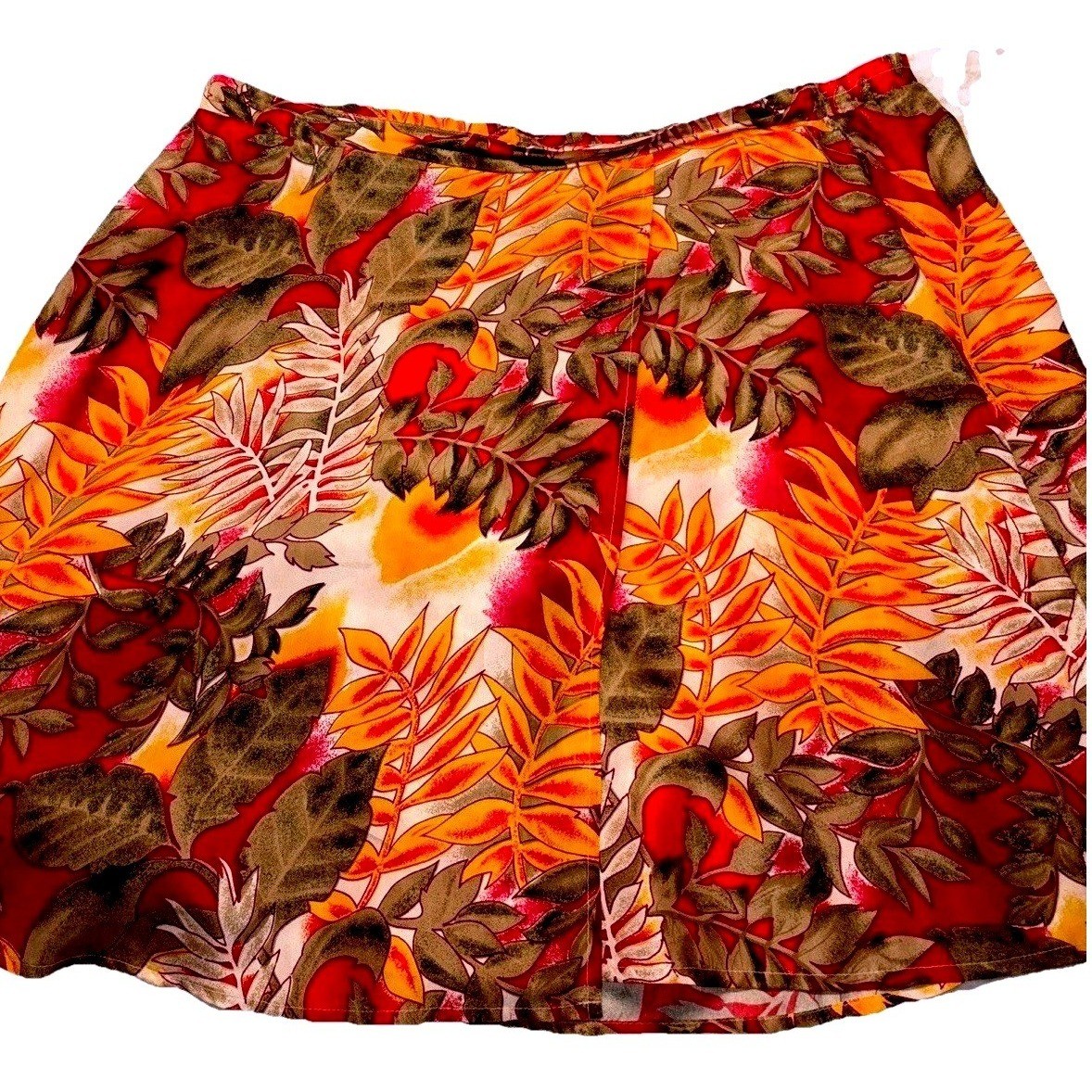 Vintage Melrose Studio Silk Skort Size M Tropical Floral Hawaiian 90s Skirt Y2K
