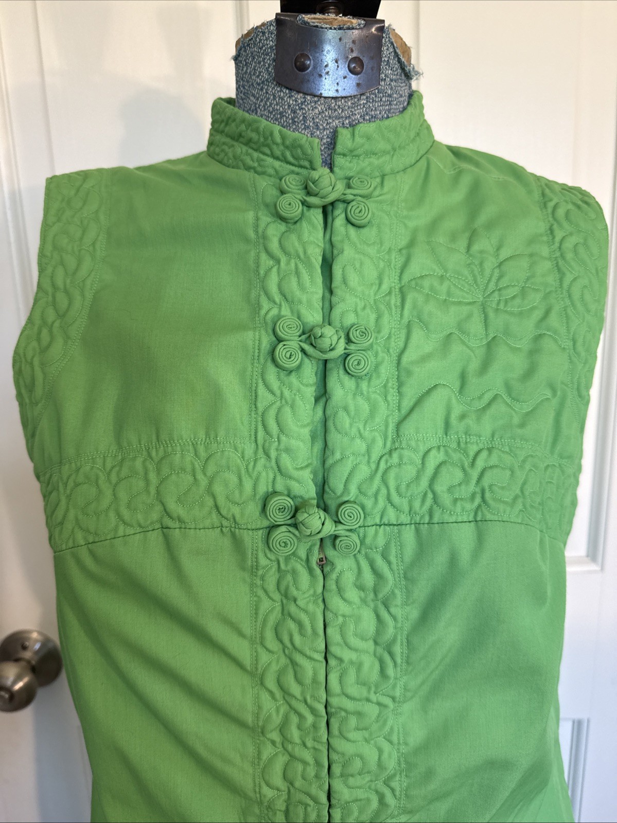 Vintage 1960s Charles & Co. Green Maxi Dress Hong Kong Boho Chic Womens Small