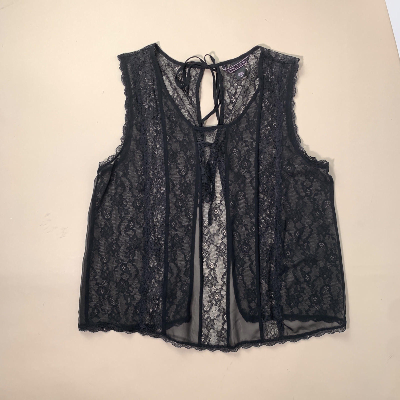 Victoria’s Secret Black Lace Tie Up Camisole