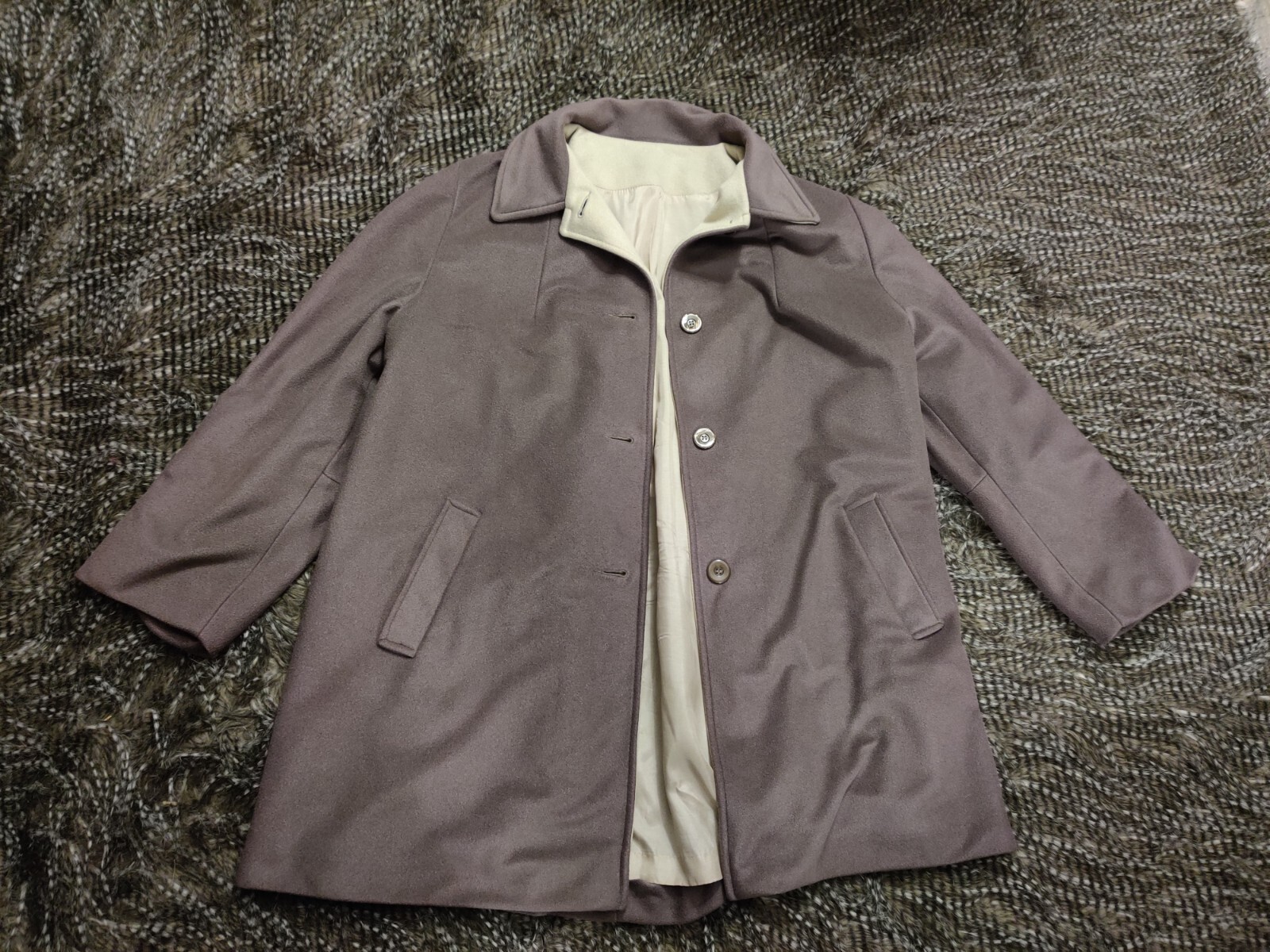 VELOURA Vintage Gray Fleece Peacoat Mod Collared Retro Coat Size 22 Jacket