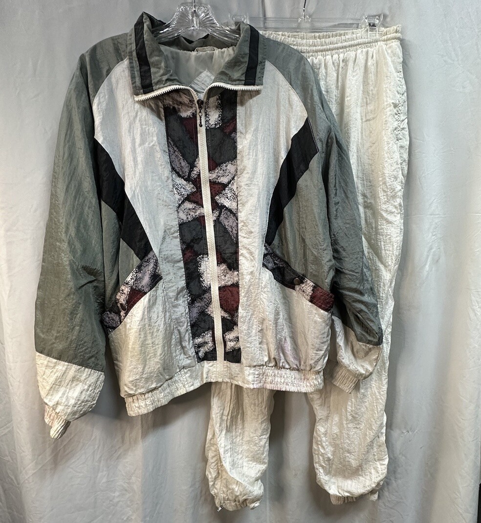 Vtg Y2K Giorgio Sant&rsquo; Angelo Large Full Zip Windbreaker Windsuit Jacket Pants