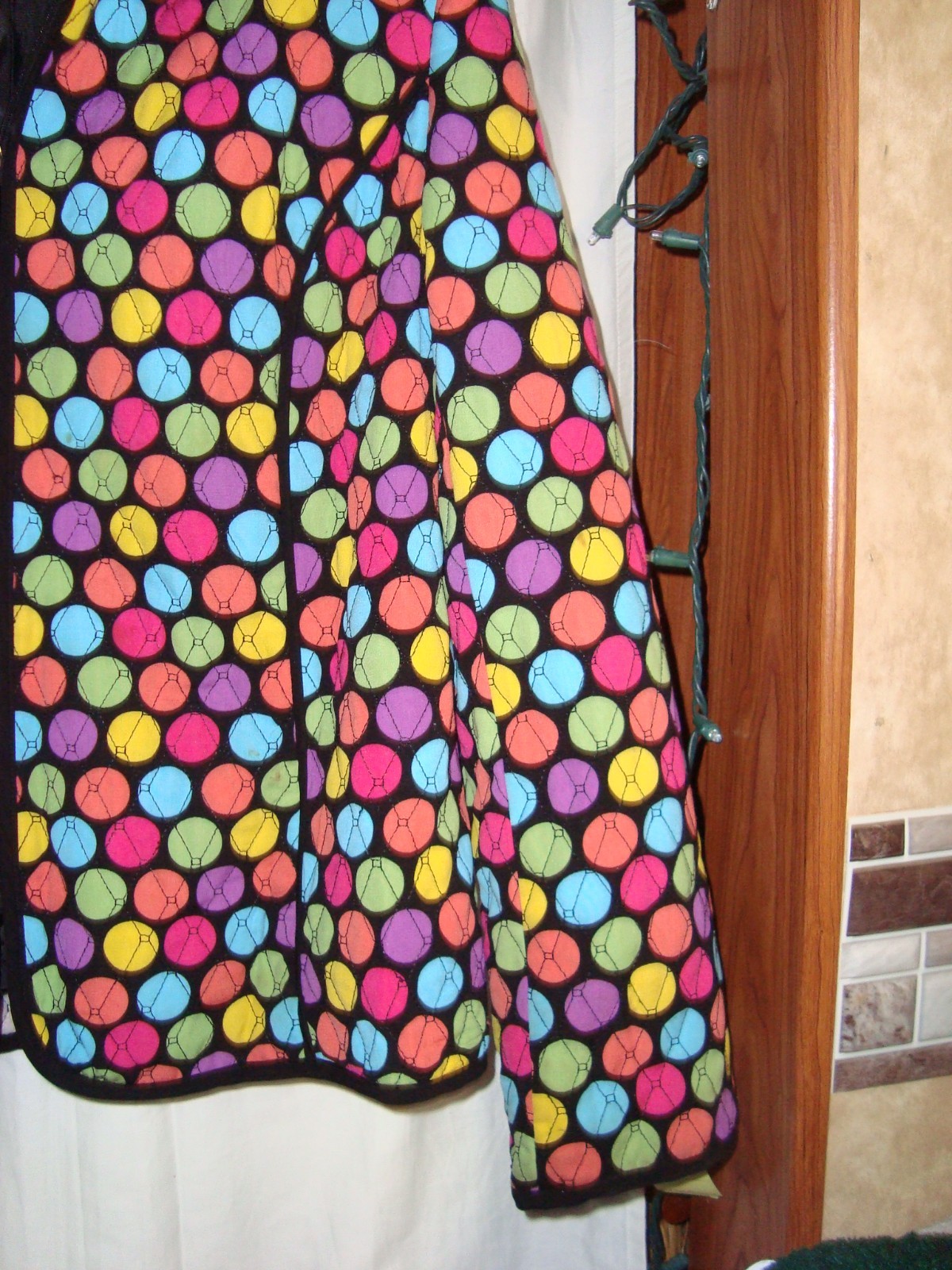 Vintage RQT ART TO WEAR Jacket*Multi Color « Baseball »Polka Dots*XL*Lined*Quilted