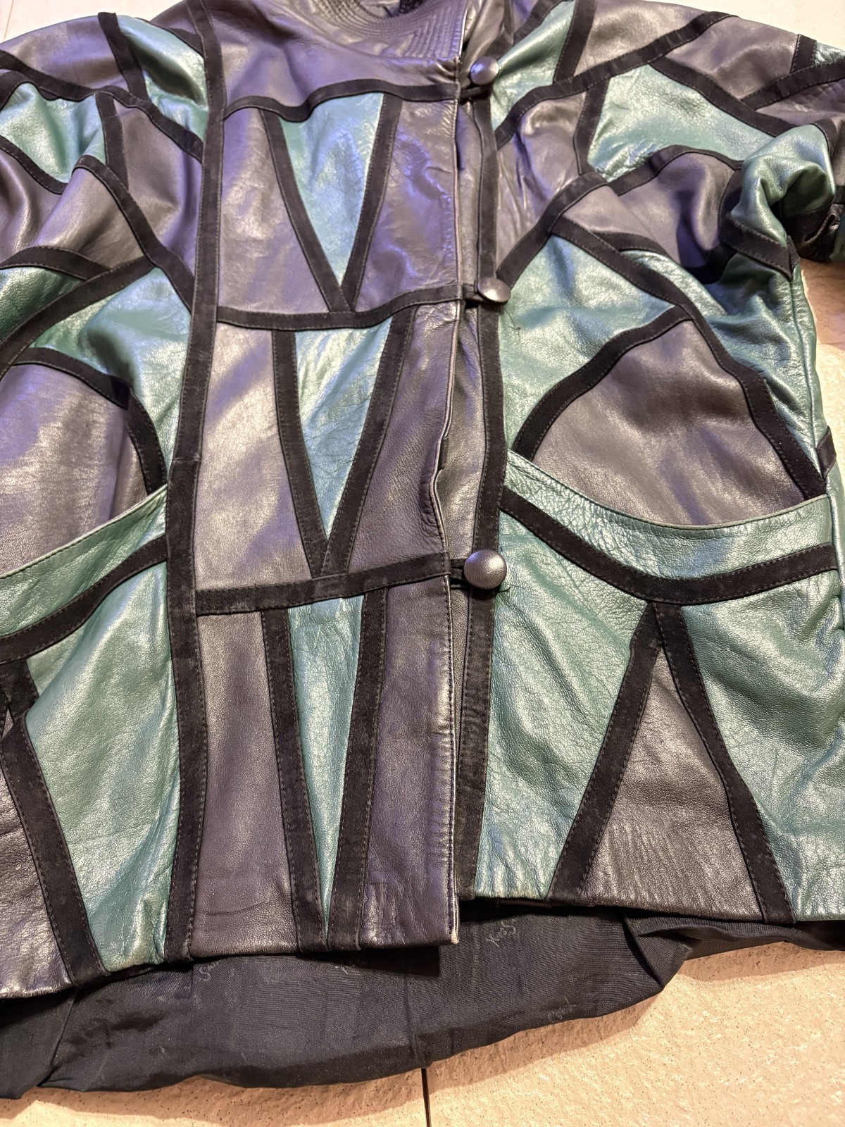 Rare Vintage Yves Saint Laurent Patchwork Leather Batwing Jacket 80s YSL Paris