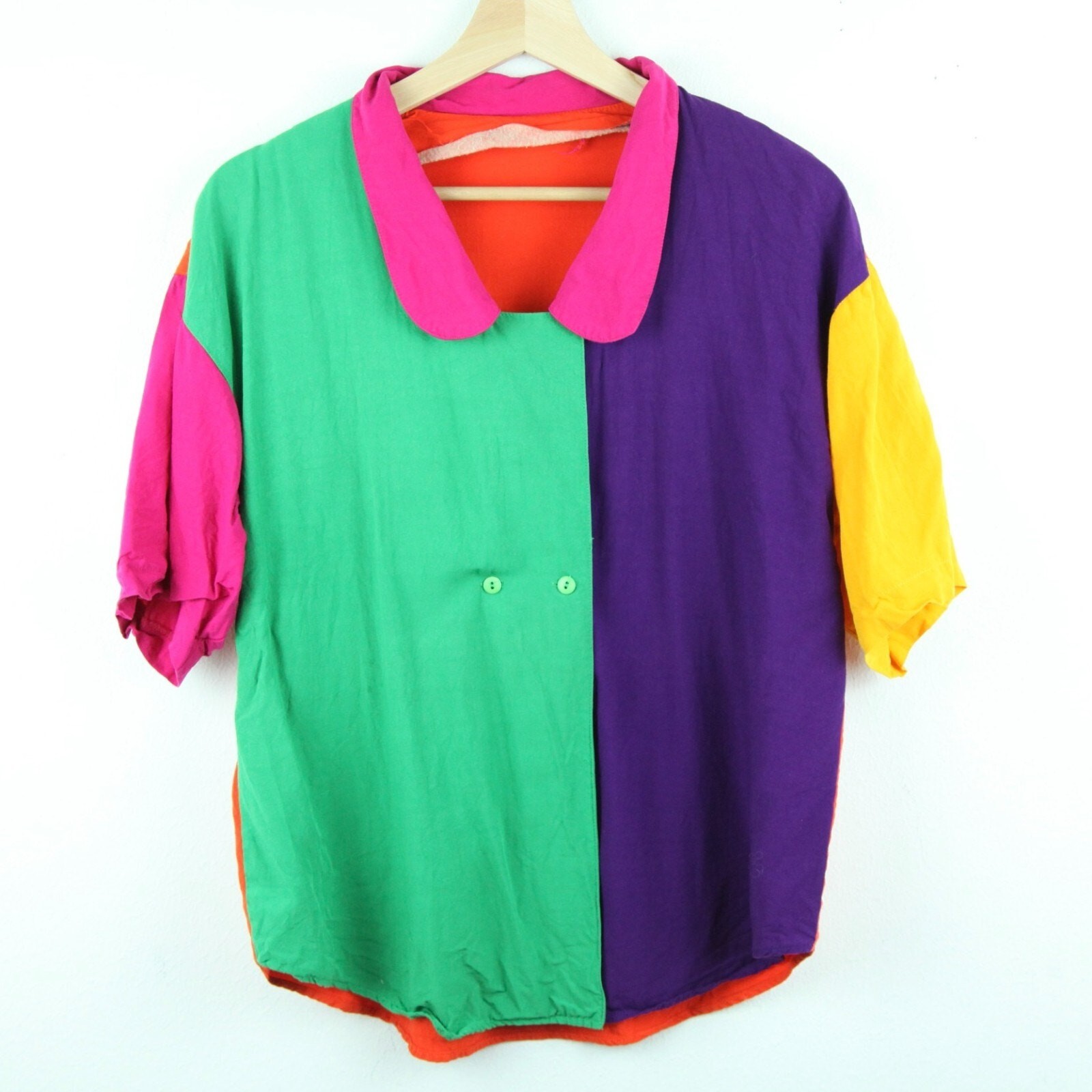 Vintage Large Top Colorblock Multicolor 90s Maximalist Statement Rave Quirky