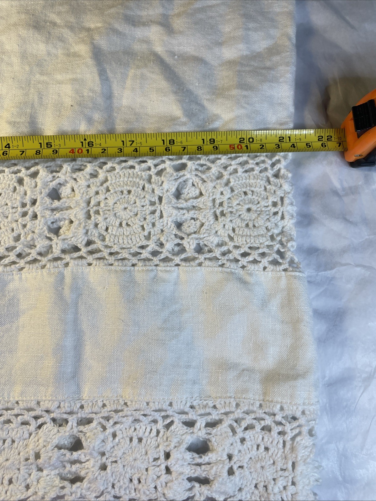 DKNY 100% Linen Bohemian Drawstring Crochet Hem Skirt Large