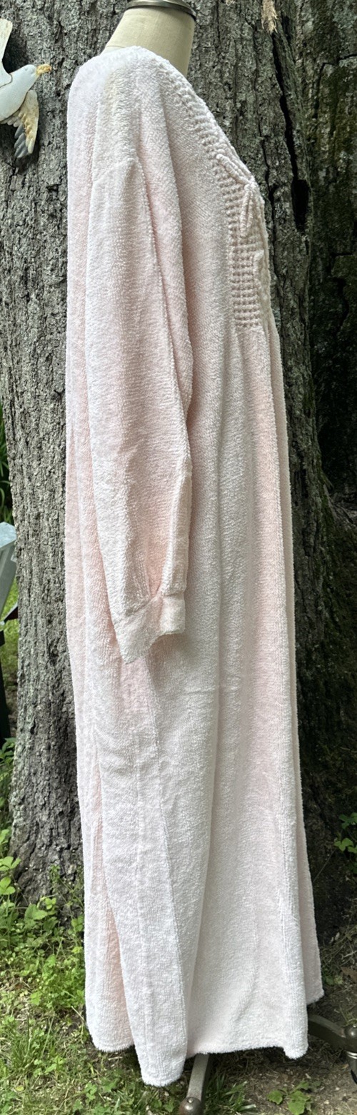 Vintage Stan Herman Platinum Collection Chenille Robe Maxi Pink 3/4 Zip Size 1X