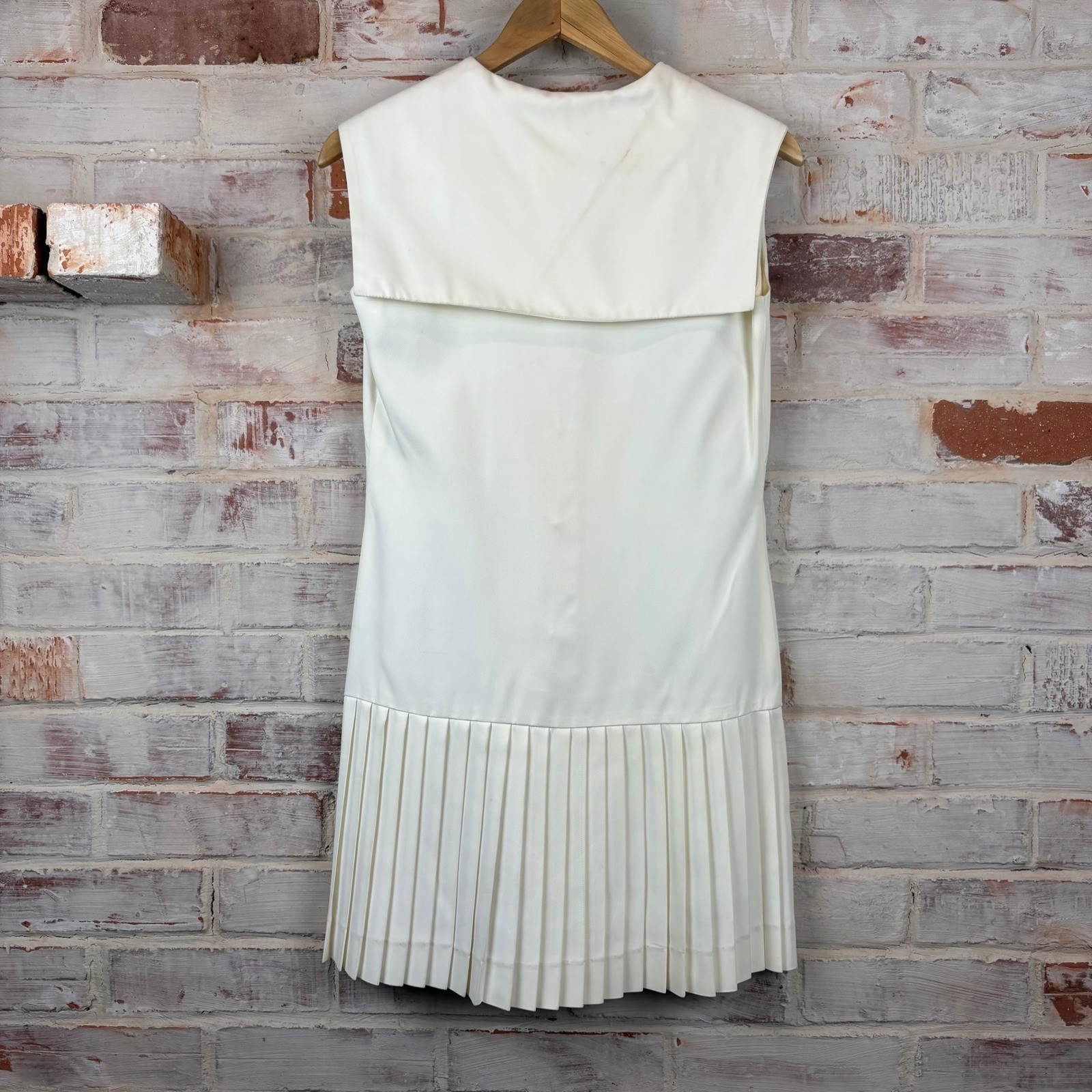 Vintage Miss Amis Ivory Sailor Collar Anchor Button Pleated Mini Dress XS/S