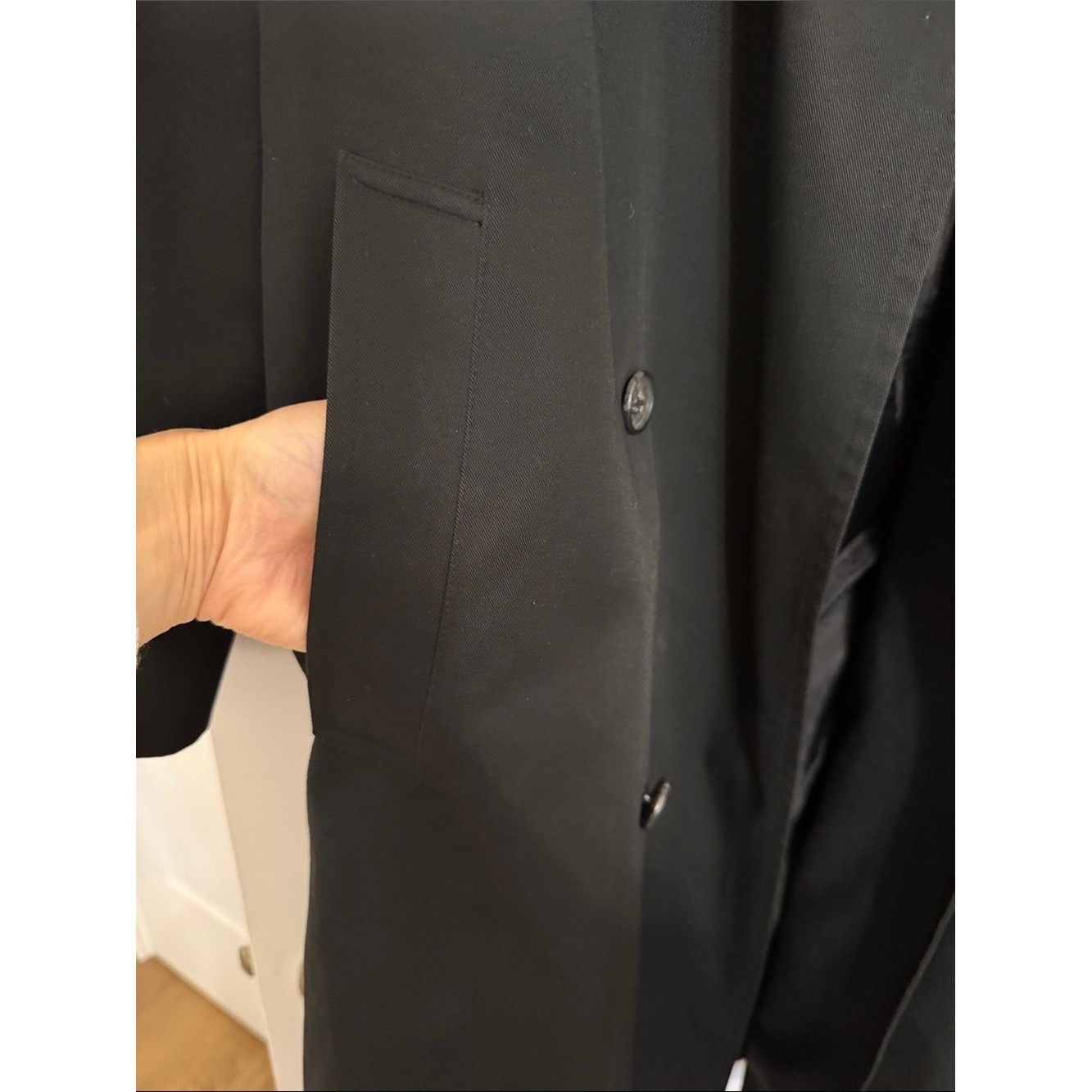 Vintage Black Double Breasted Belted Trench Coat Women&rsquo;s Classic Long Coat