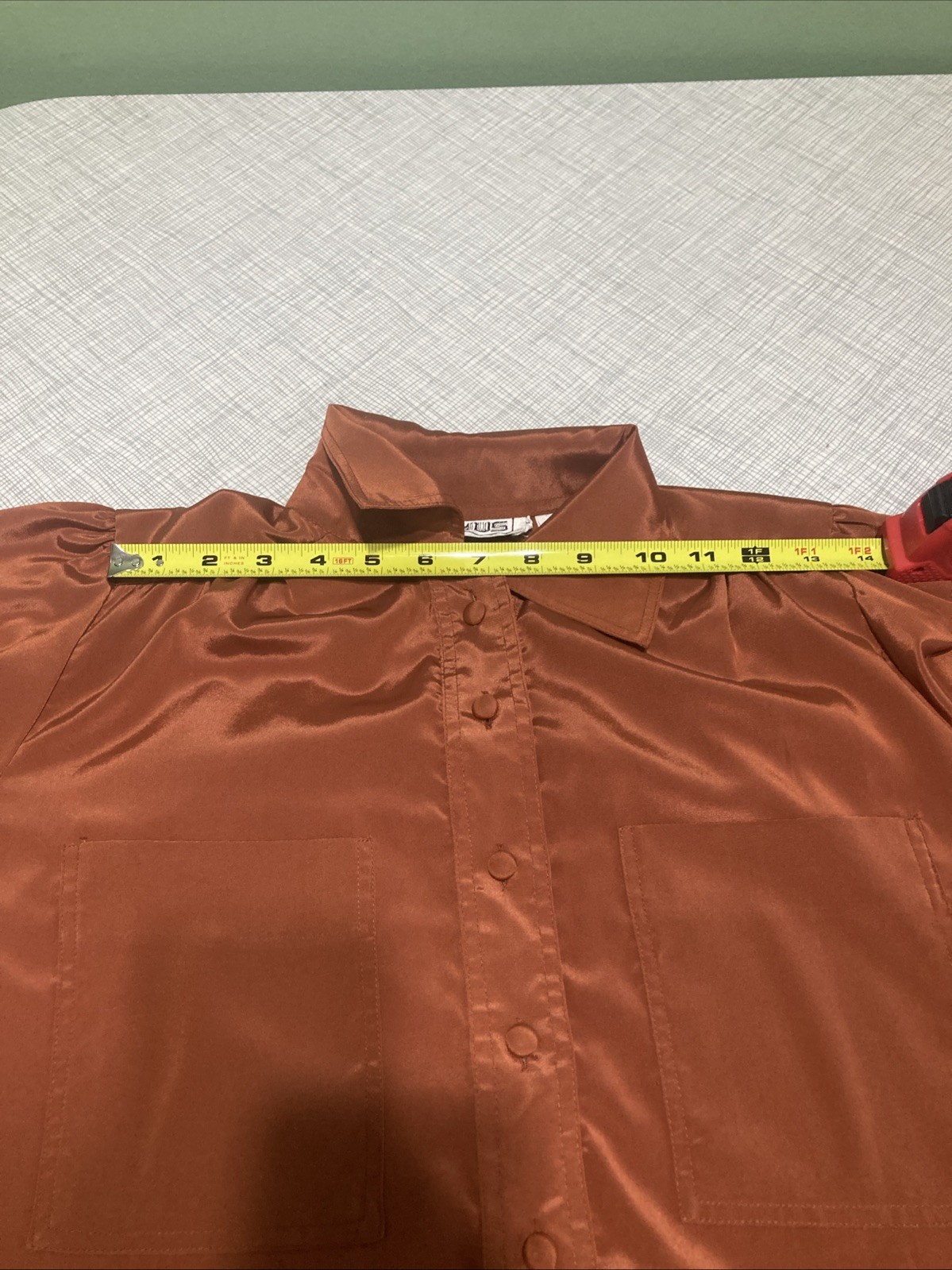 Vtg 80s Chaus Blouse Size 7/8 Fit Med Orange Rust Copper Secretary Top Retro EUC