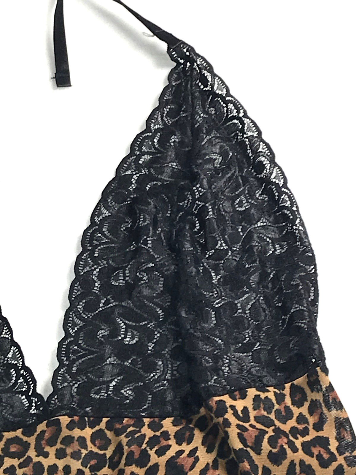 Petra Fashions Sheer Leopard Halter Maxi Nightgown Medium Vintage Elegant Sexy