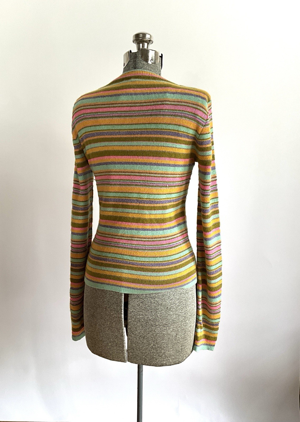 Vintage 1990&rsquo;s Christian Lacroix Bazar Pastel Metallic Striped Knit Sweater Top