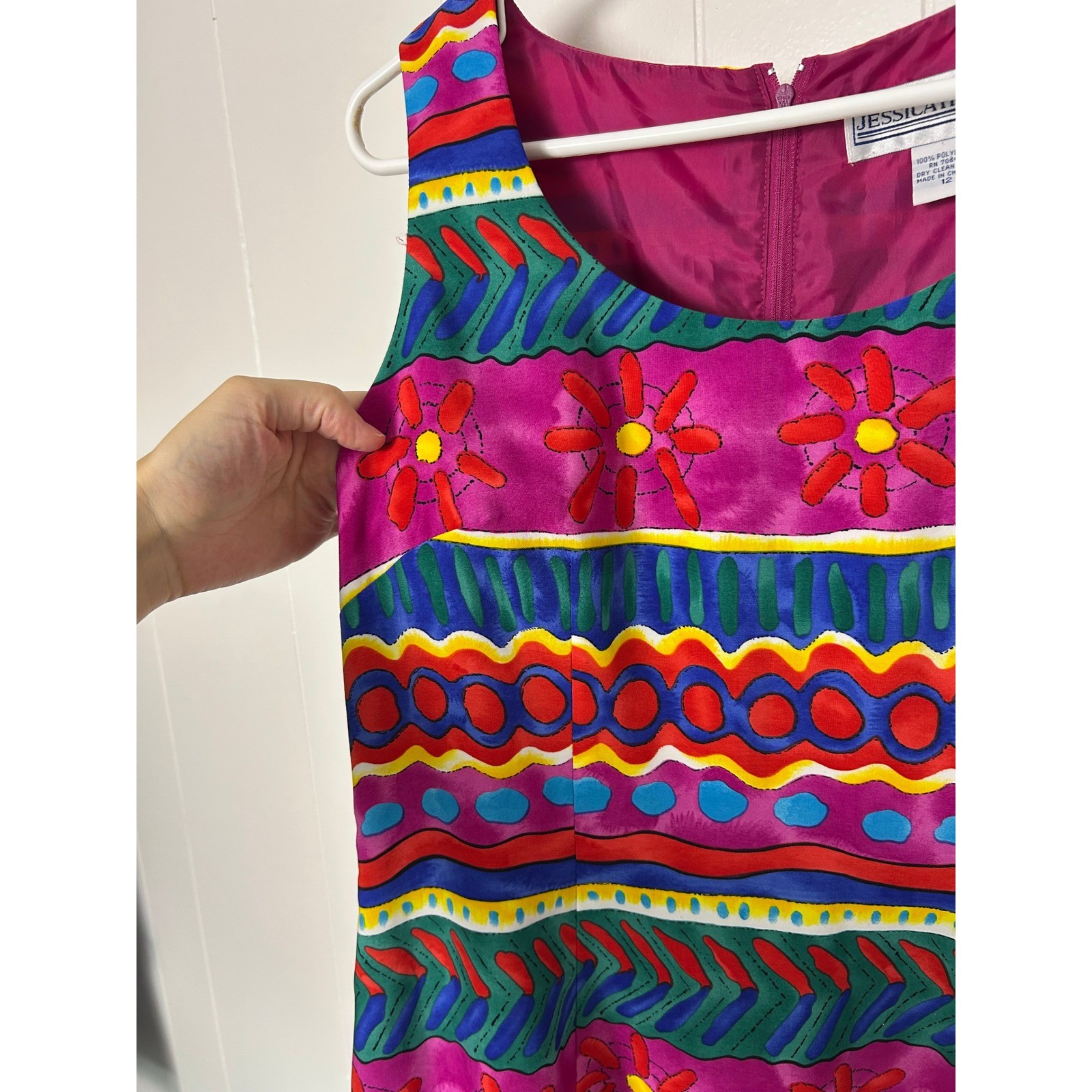 Jessica Howard Dress size 12 Pink Vintage 90s Maximalist Art To Wear Shift Retro